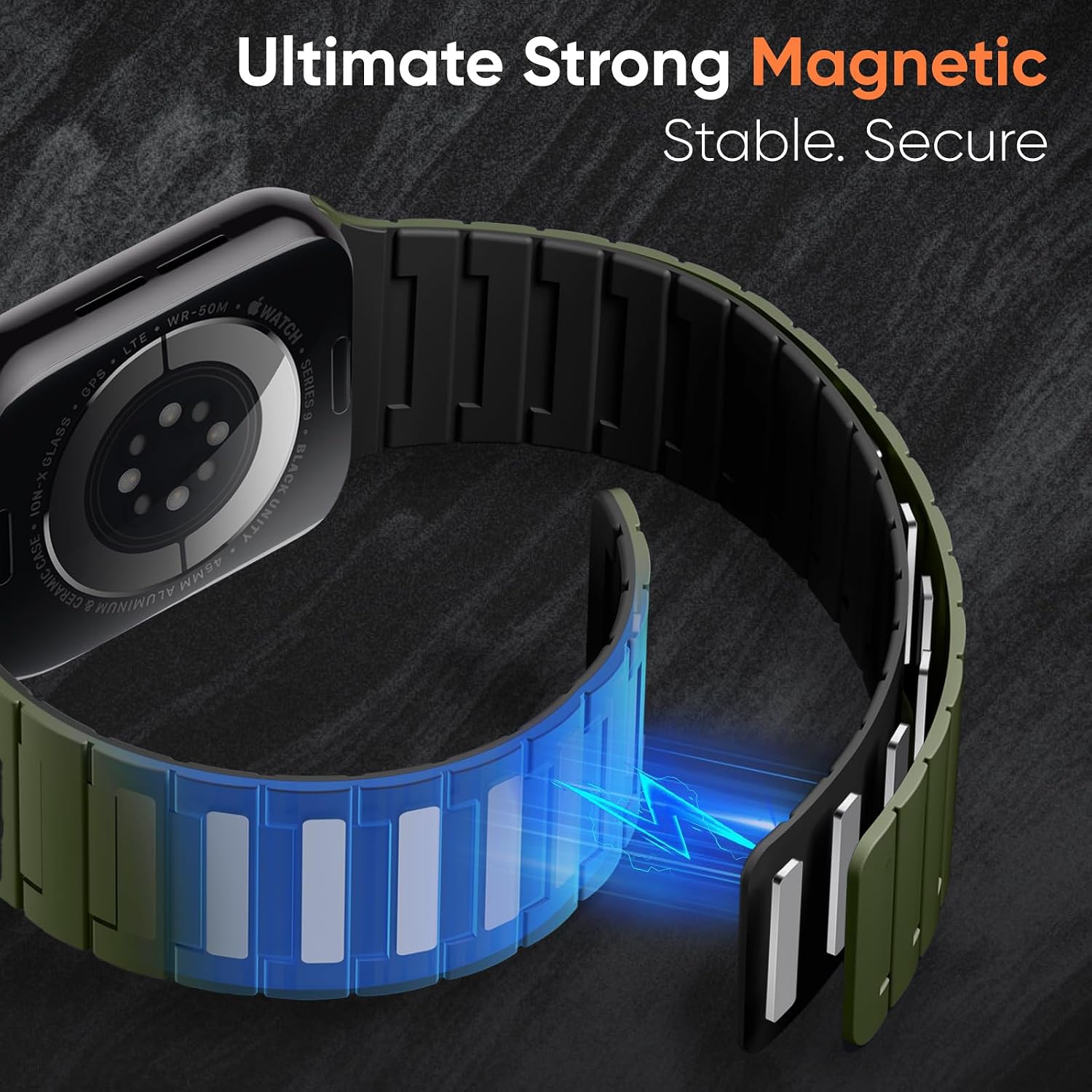 Magnetic band Compatible with Apple Watch Bands for Men Women 44mm 45mm 46mm 49mm 42mm, Silicone Sport Strong Magnet Strap Wristband for iWatch Ultra 3/2 Series 11 10 9 8 7 6 5 4 3 SE