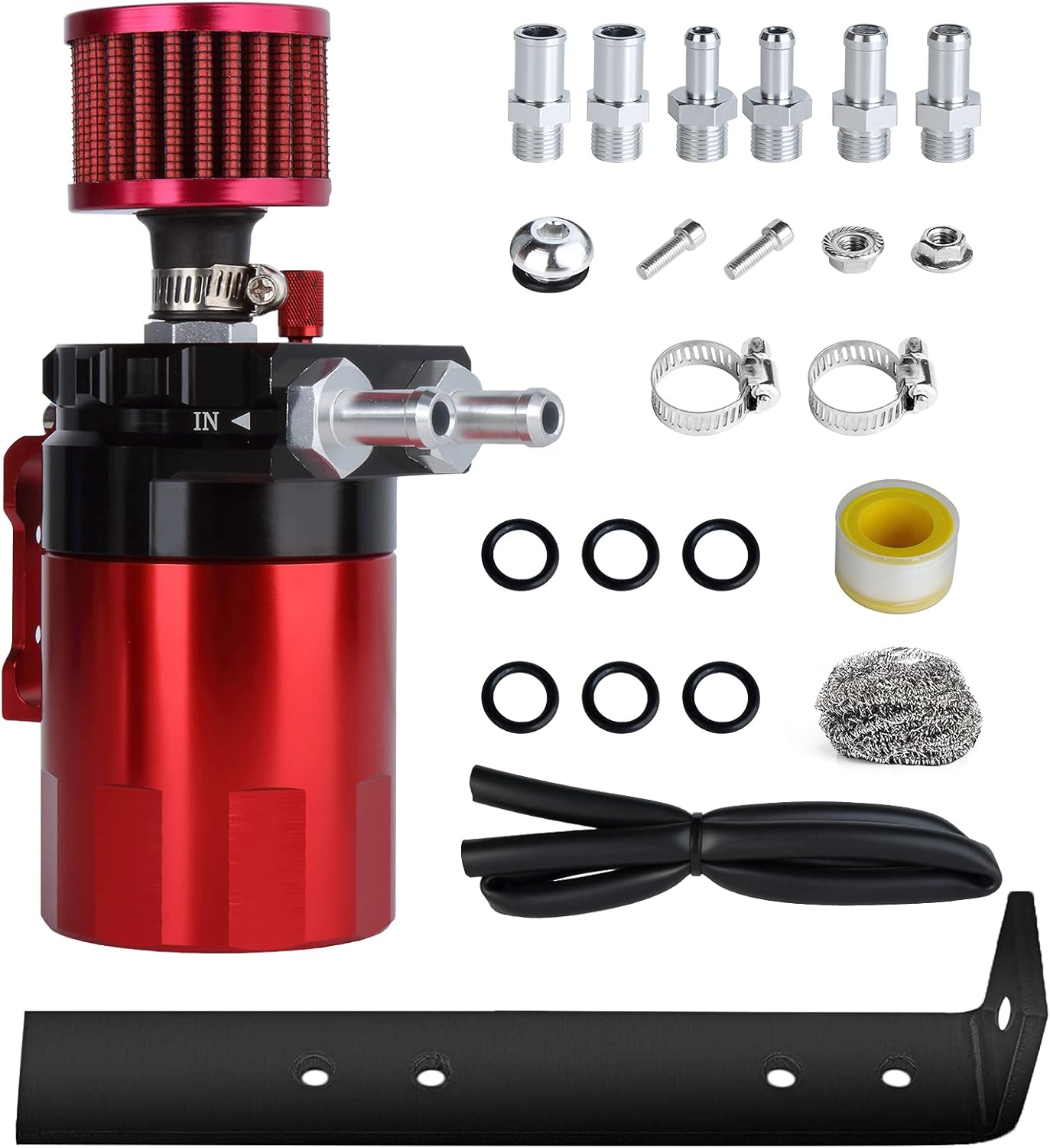 Universal Car Oil Catch Can Kit Polish Baffled Automotive Reservoir Tank 300ml with Breather Aluminum Compact Dual Cylinder