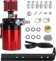 Vista 12 de Kit universal de captura de aceite para coche con depósito de aluminio pulido con deflector, tanque de reserva de 300ml con respiradero, cilindro