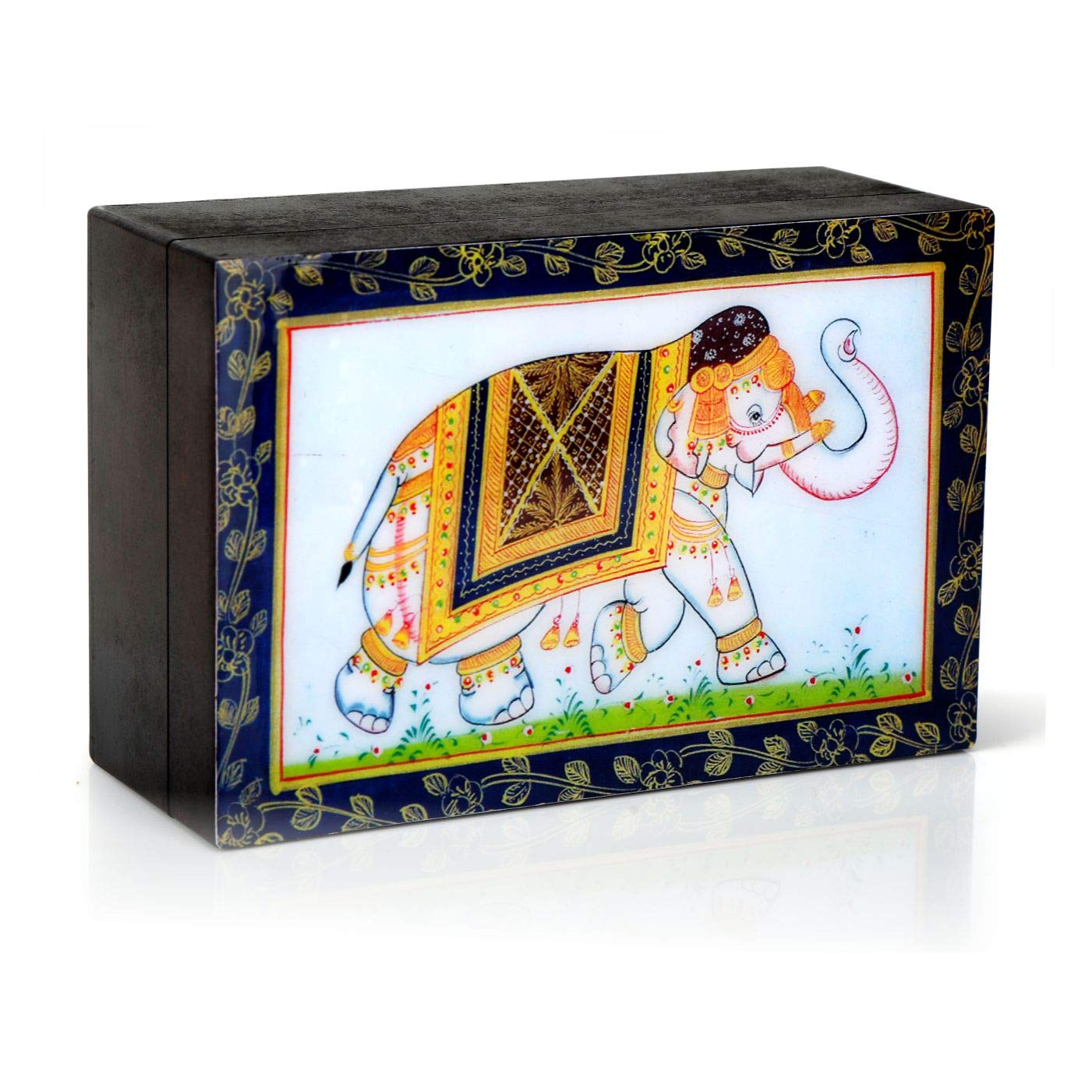 Octavius Tulsi Rose Chamomile Tisane Whole leaf tea in Darkwood Handcrafted Wooden gift box with Traditional Indian Elephant Pattern On The Lid | Caffeine Free | - 50 Gms (50 Servings) - Image 5 thumbnail