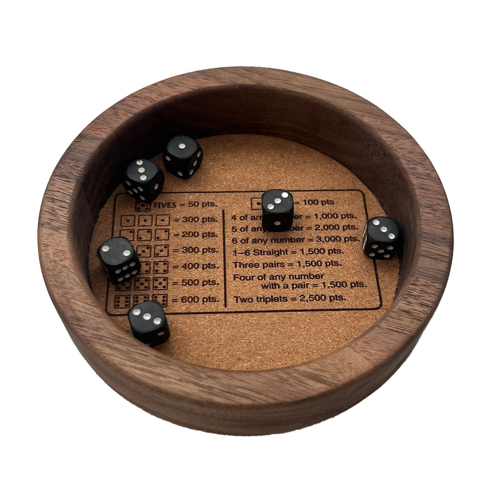 Dice Tray, Classic Dice Game, Wooden Sturdy D-ice Tray, Funny Classic Family G-AME with 6 Dices, Dic-e Trays Ga-mes for Family Nights, Gatherings