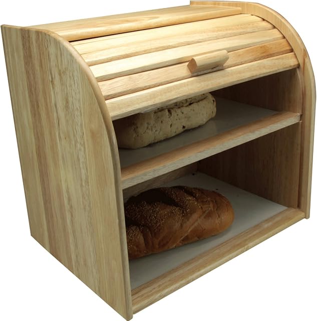 Apollo RB Bread Bin Doubledecker, Wood, Multi-Colour, 38 x 25 x 36cm