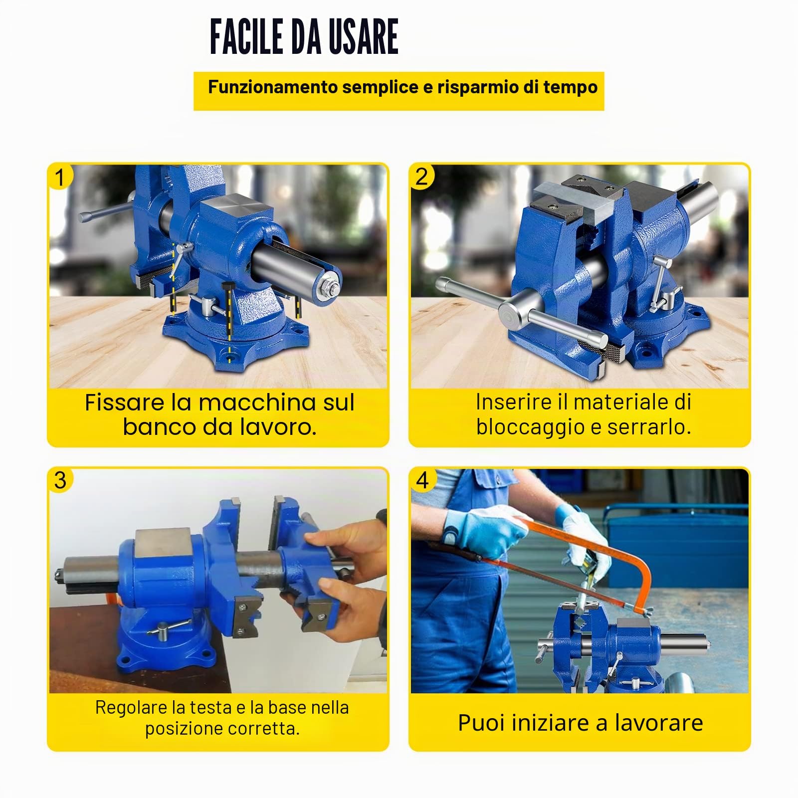 BestEquip Morsa da Banco Multiuso 6 Pollici 150mm Morsa da Banco Girevole in Ghisa Morsa Multiuso con Base Girevole 360 Gradi