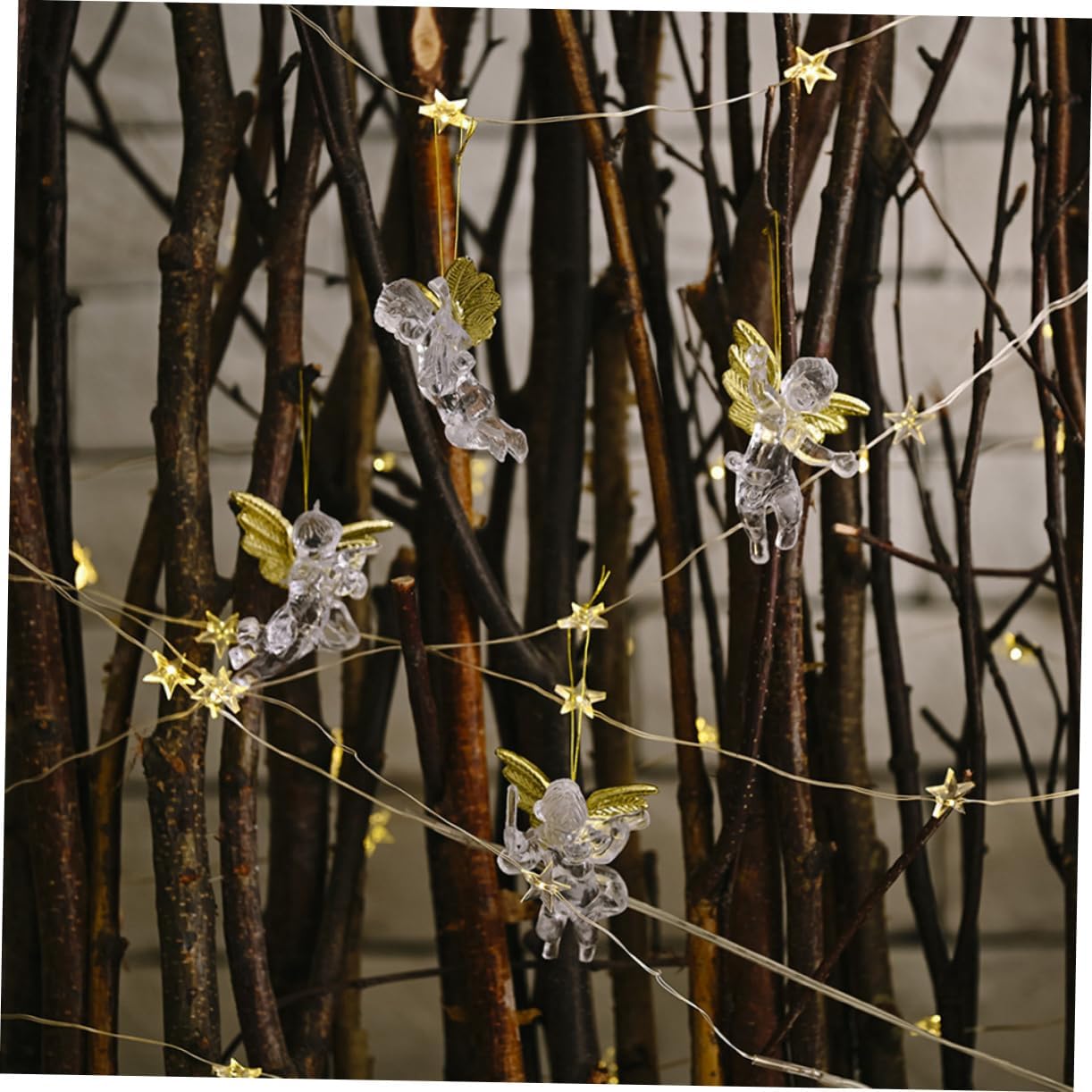 80 Pcs Transparent Angel Pendant Christmas Supplies Angle Doll Ornaments Christmas Tree Pendants Decorations Xmas Tree Household Plastic Decorative Items