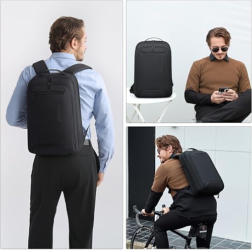 Miniatura 6 de FENRUIEN Mochila de negocios para laptop para hombres, mochila de viaje USB delgada, ligera, resistente al agua, unisex, para trabajo/universidad,