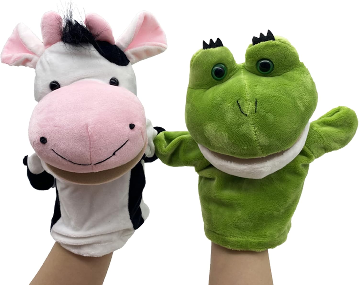 Amazon Akindou 表情豊か パペット 手人形 指人形 口がパクパク動く 人形劇 ぬいぐるみ ウシ カエル ぬいぐるみ おもちゃ