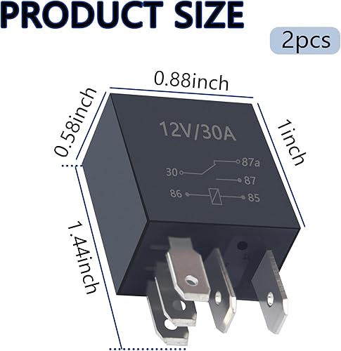 Miniatura 2 de 2 relés de 5 pines, 30 A, 12 V para automóvil, relé de arranque resistente, relé de bomba de combustible multiusos, relé automotriz universal con
