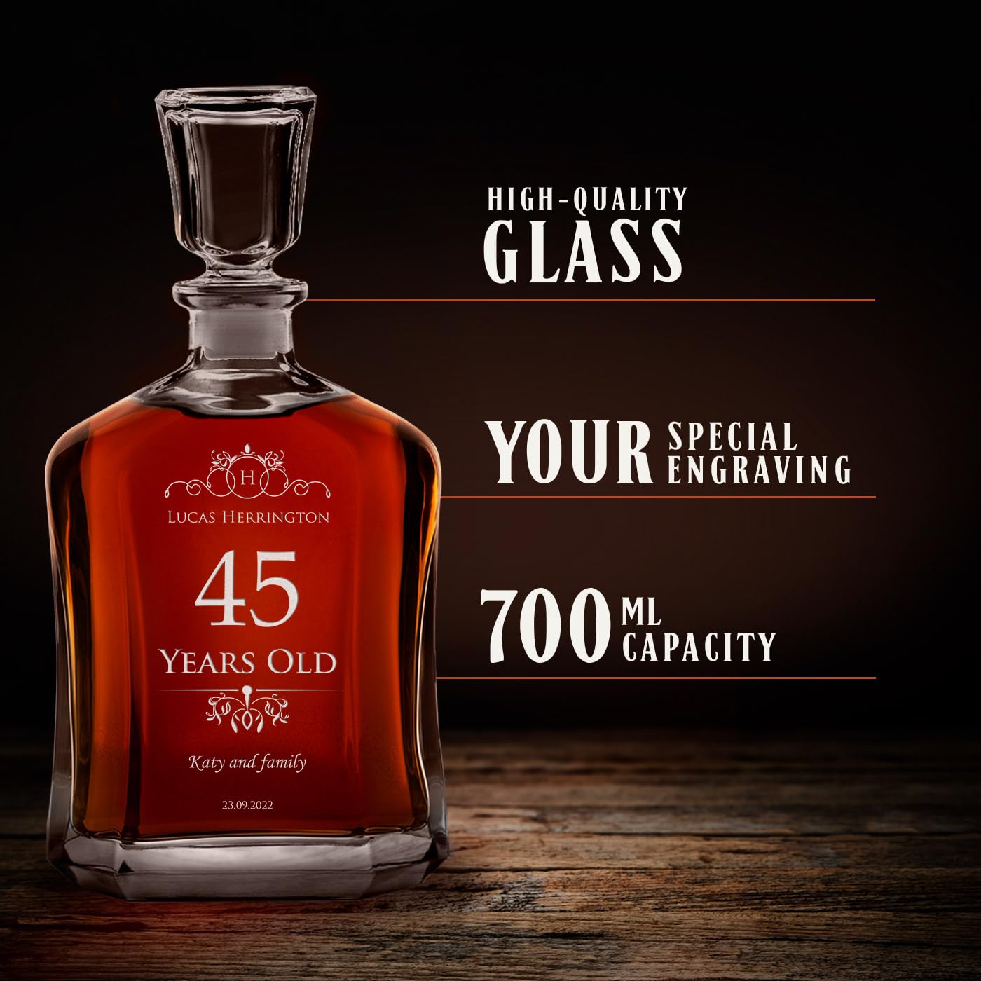 Aazon.co | Averton Whiskey Decanter Set With 2 Glasses For An - Personalized Liquor - View #11