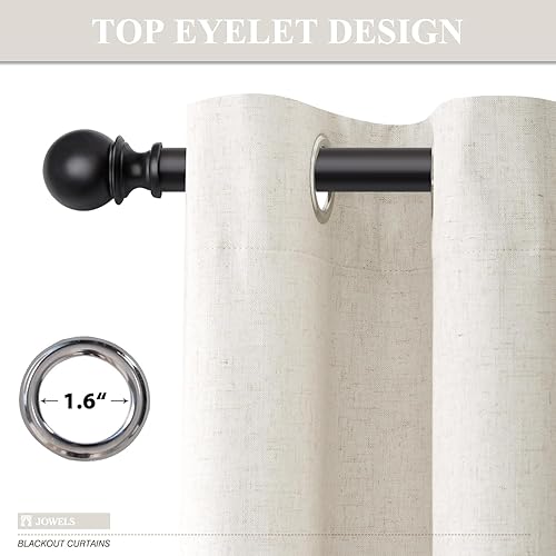 Miniatura 7 de Cream Linen Blackout Curtains 96 Length 2 Panels Set for Living Room Bedroom, 100% Black Out Thermal Insulated Linen Drapes, Room Darkening Grommet