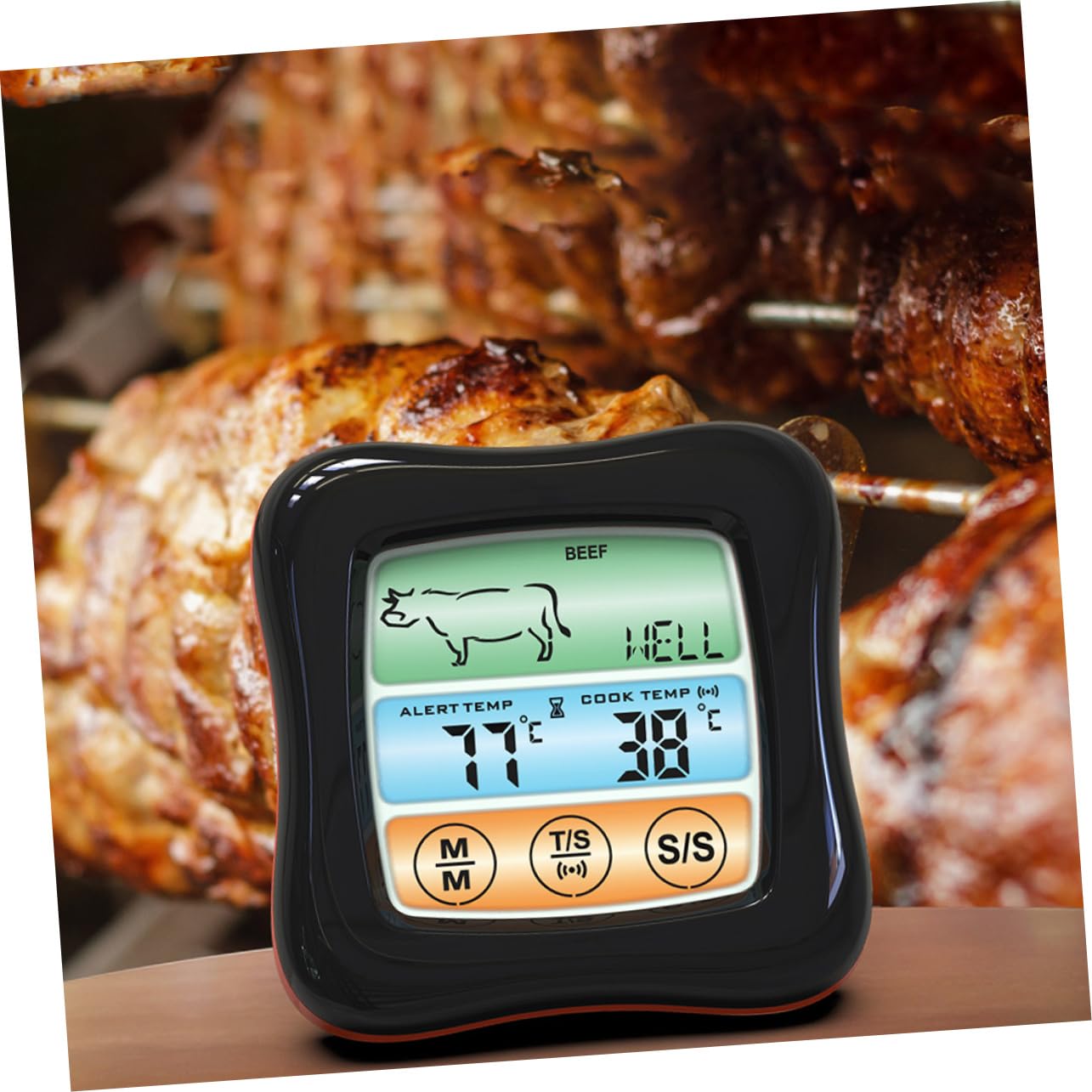 Termómetro De Barbacoa y Alimentos Inteligente Temporizador Abs y Acero Inoxidable Preciso y Duradero