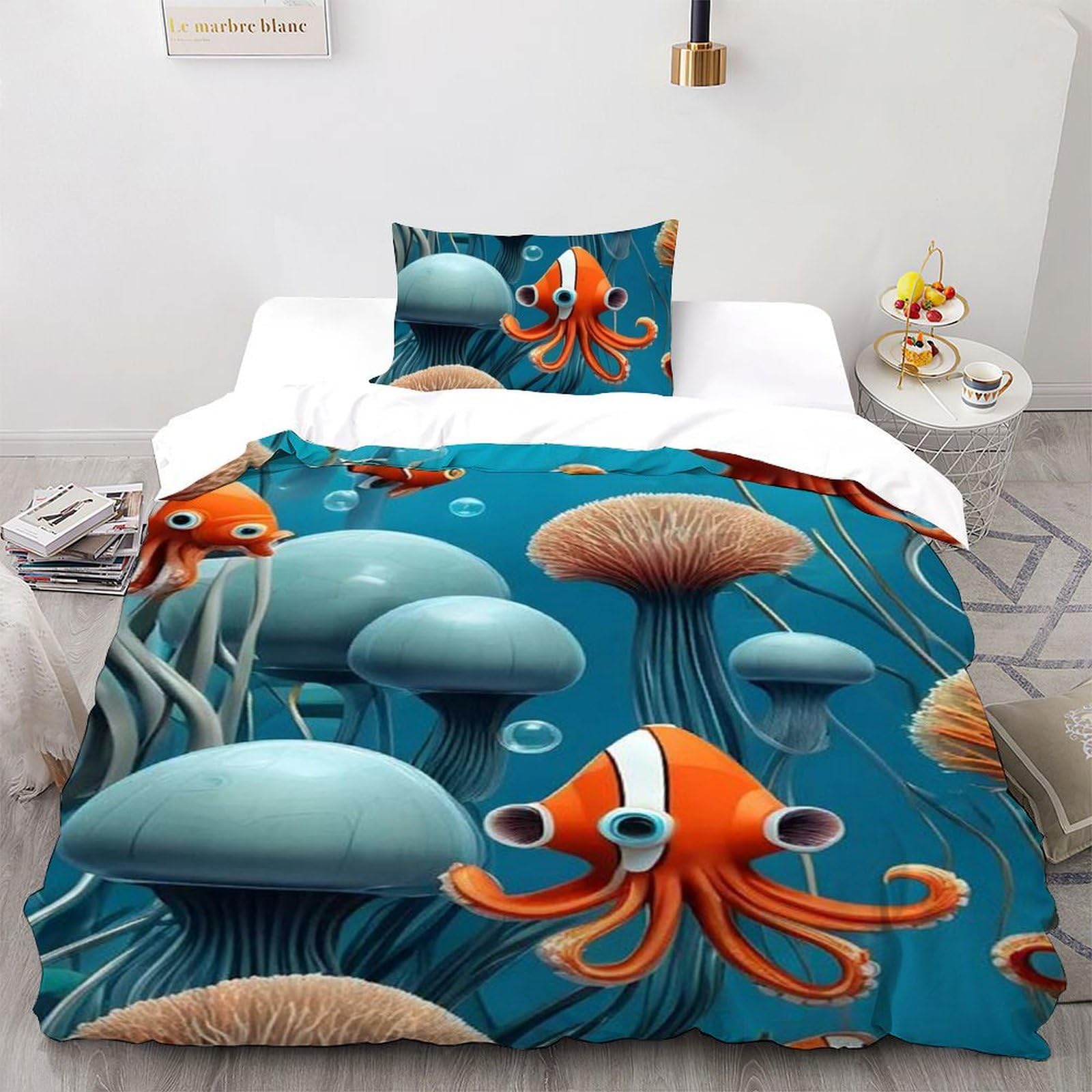 Housse de couette single 135x200cm animaux imprimé 3d microfibre