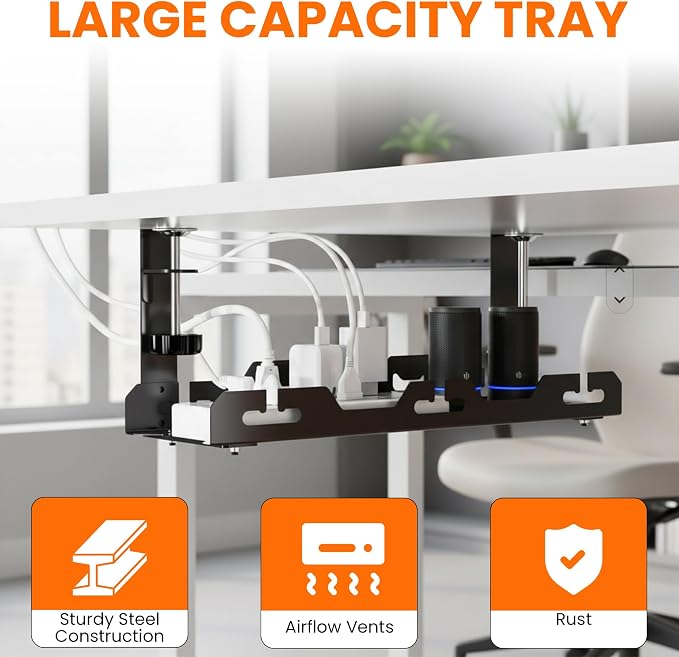 Organizador de cables para escritorio bajo 17'' negro miniatura 4