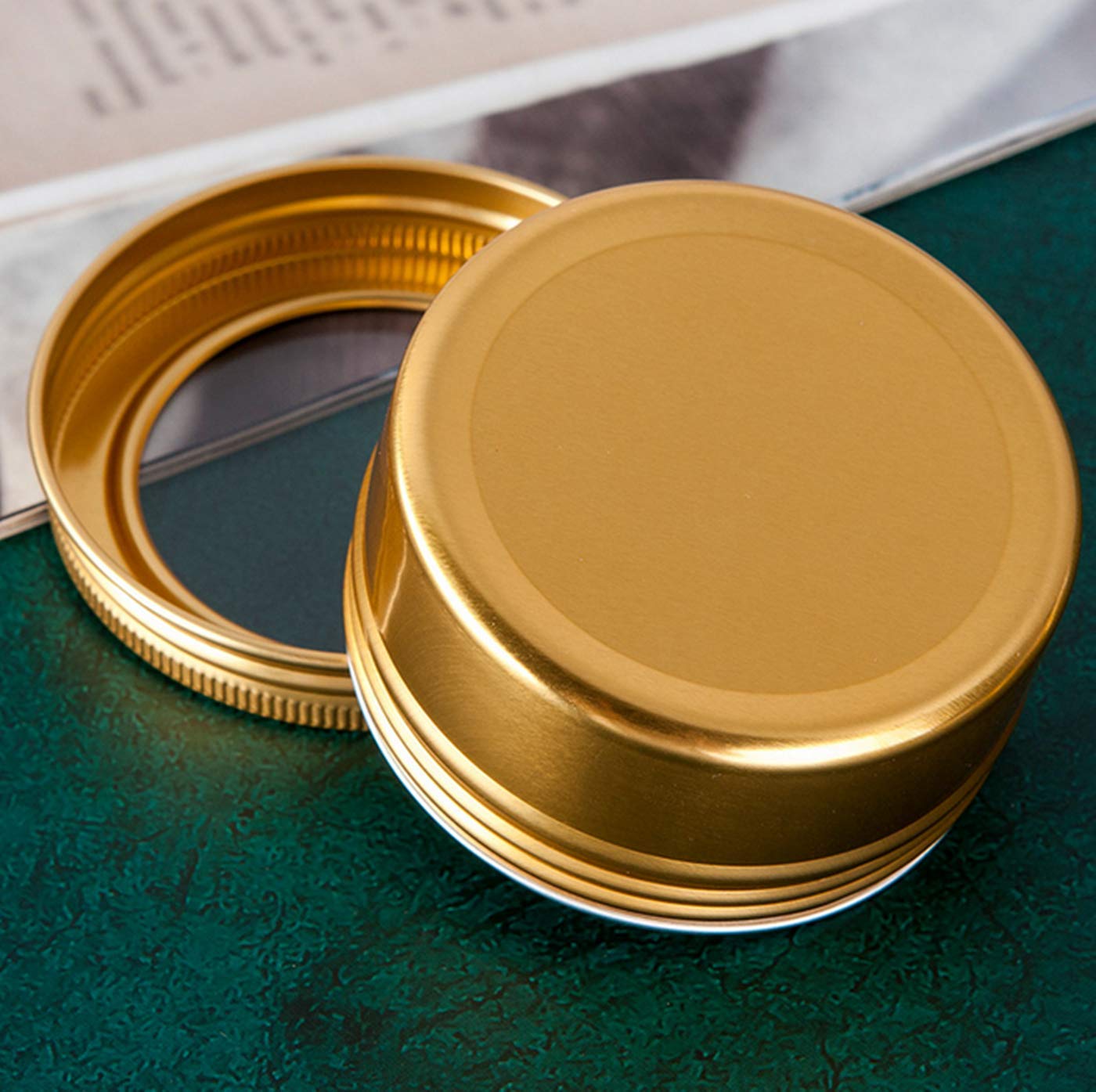 15 Pack 3 Oz Clear Window Round Aluminum Tin Cans Screw Top Metal Lid Aluminum Tin Jar Empty Lip Balm Tin Cans Cosmetic Storage Jars for Spices Candles Candies Gifts Arts Crafts,90ml(Gold)