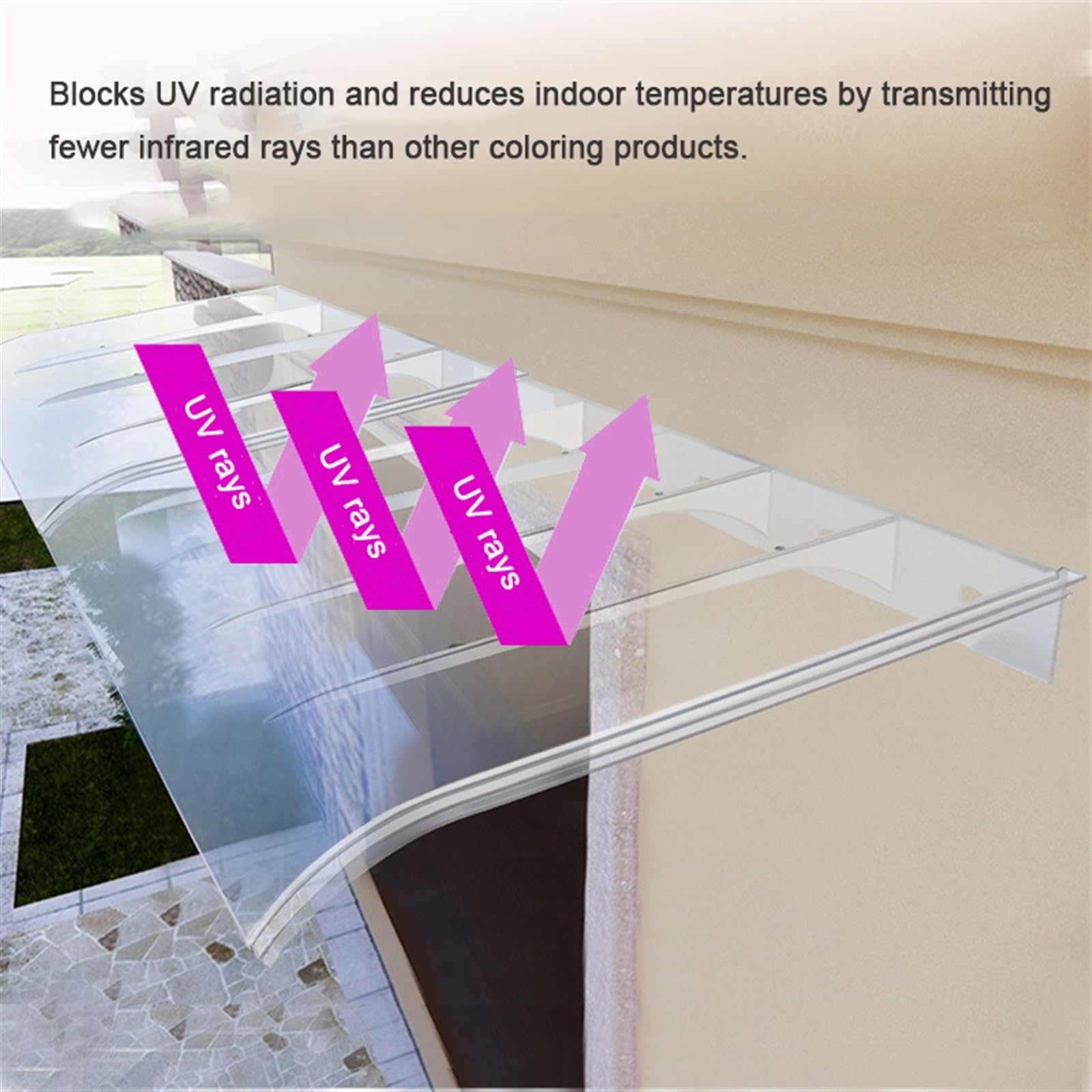 Marquise De Terrasse En Polycarbonate – 40x50 Cm, Transparente, Résistante Aux UV Et Intempéries, Pour Porte Ou Fenêtre