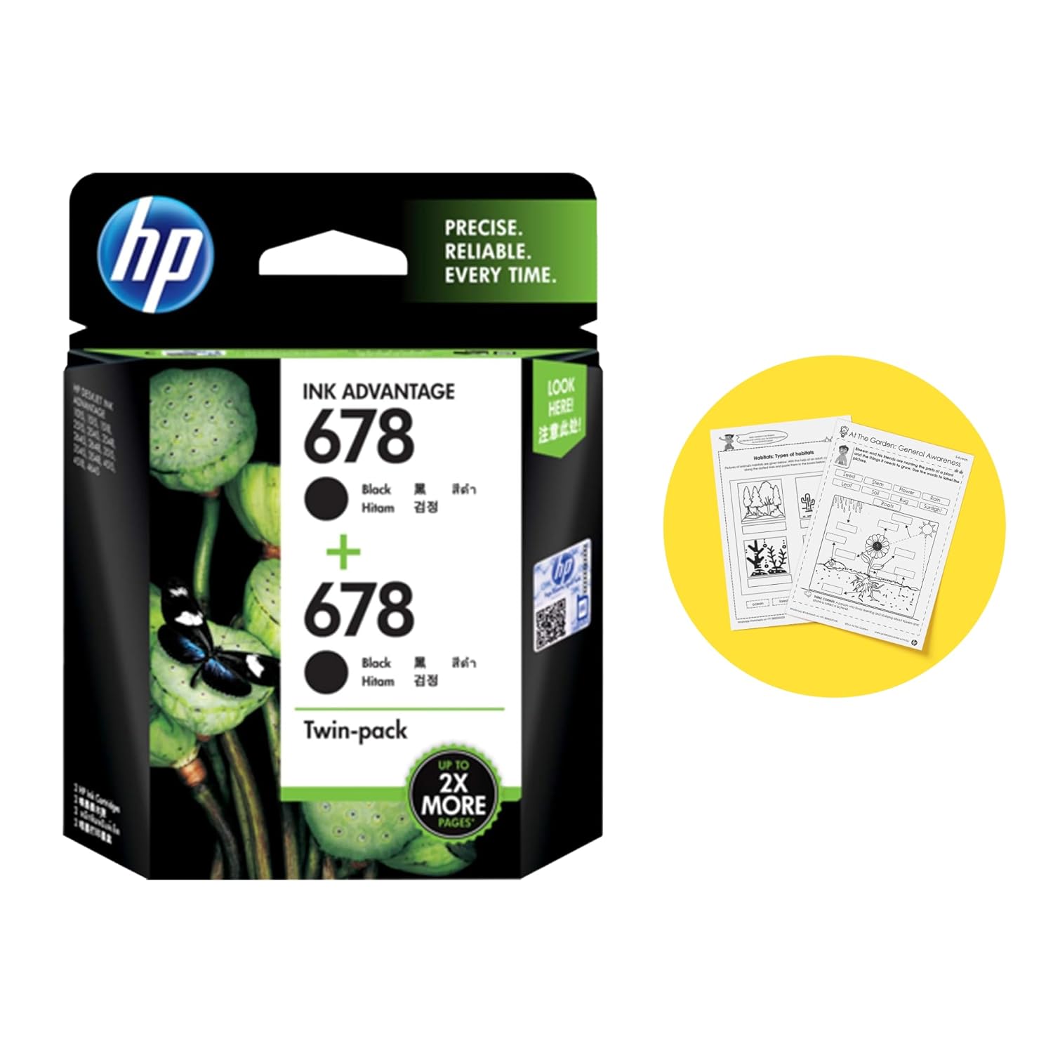 HP 678 2-Pack Black Original Ink Advantage Cartridges