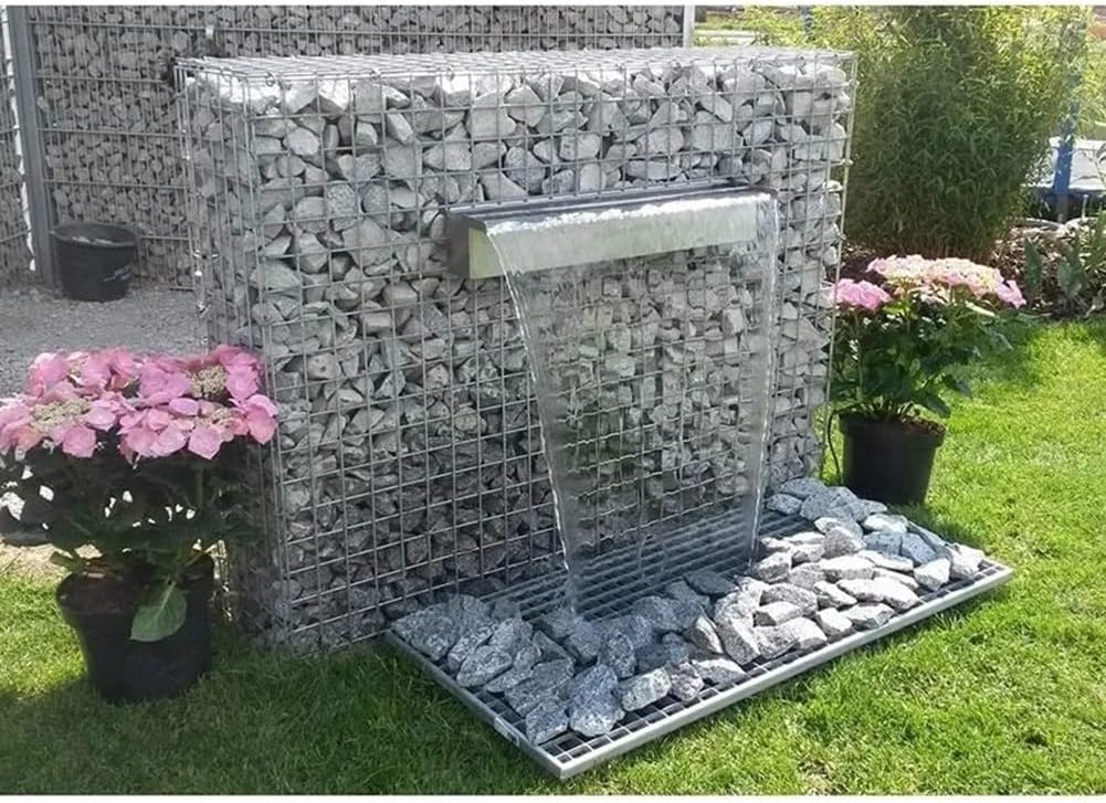 304 Stainless Steel Waterfall Spillway for Pond & Pool - Durable Garden Fountain for Seawater Use, 40CM Silver Outdoor Water Feature