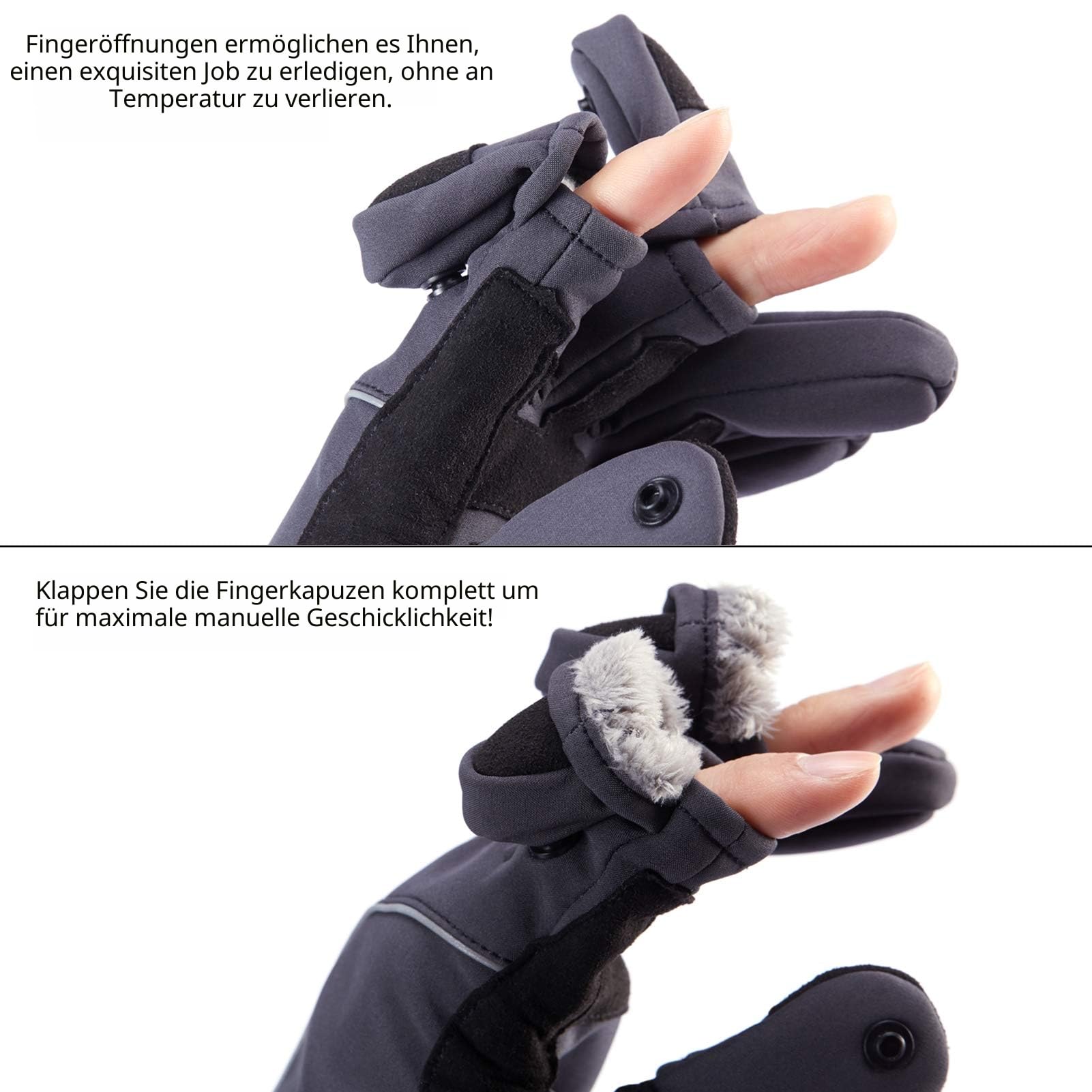 Bassdash WintePro Isolierte Angelhandschuhe wasserabweisend mit Fleecefutter Kaltes Wetter Winterhandschuhe für Männer Frauen Idee für Eisfischen Jagd Fotografie Wandern