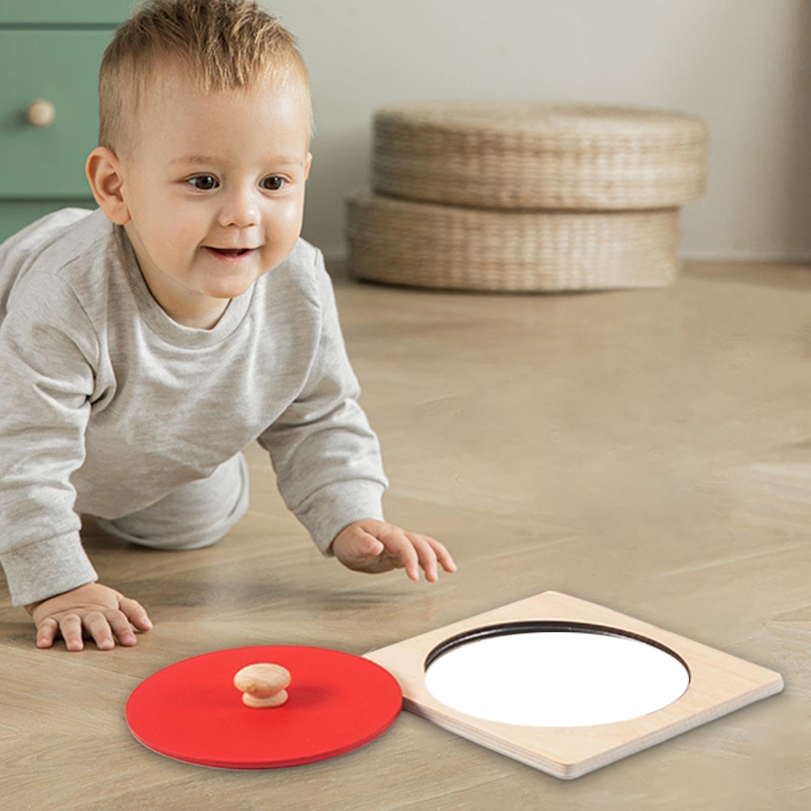 JINGLING Giocattolo specchi per, specchi interattivi,Giocattolo sensoriale in legno - Puzzle Giocattoli sensoriali, Puzzle di forma geometrica in legno, sensibilizzazione ai giocattoli sensoriali