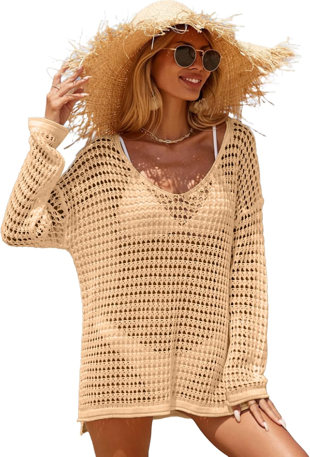 nratto Swimsuit Coverup for Women Crochet Bathing Suit Cover Ups Beachwear Shirt