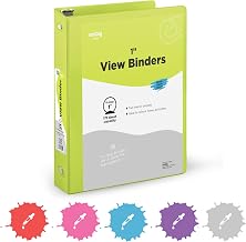 1 Inch 3 Ring Binder 1” Binder Green Clear View Cover with 2 Inside Pockets, Colored School Supplies Office and Home Binders – by Enday
