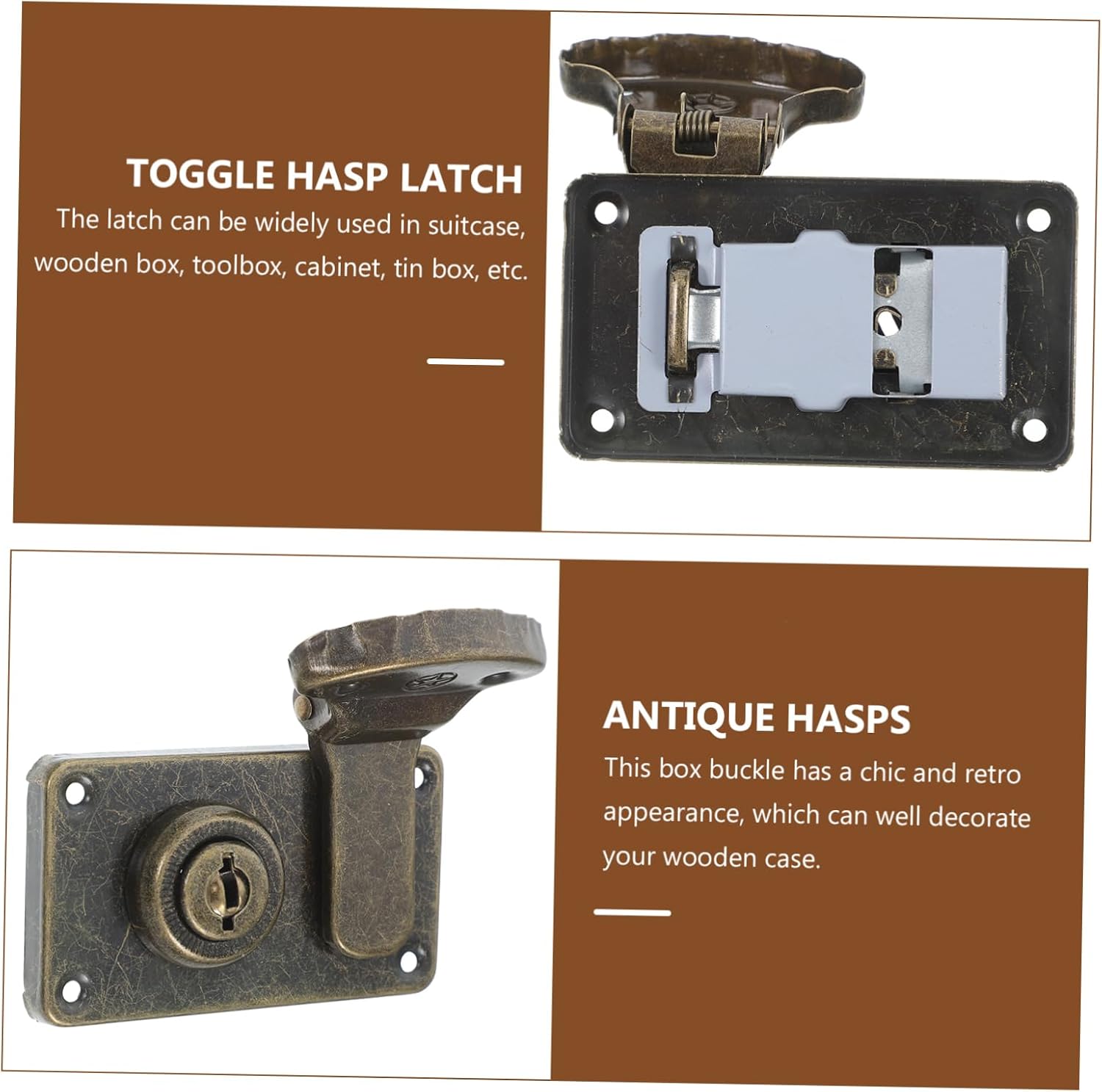 ORFOFE 2Pcs Antique Bronze Suitcase Lock Hasp Latch Security Toggle Lock for Jewelry Box Luggage Toolbox and Briefcase User Friendly Design for Comfortable Operation