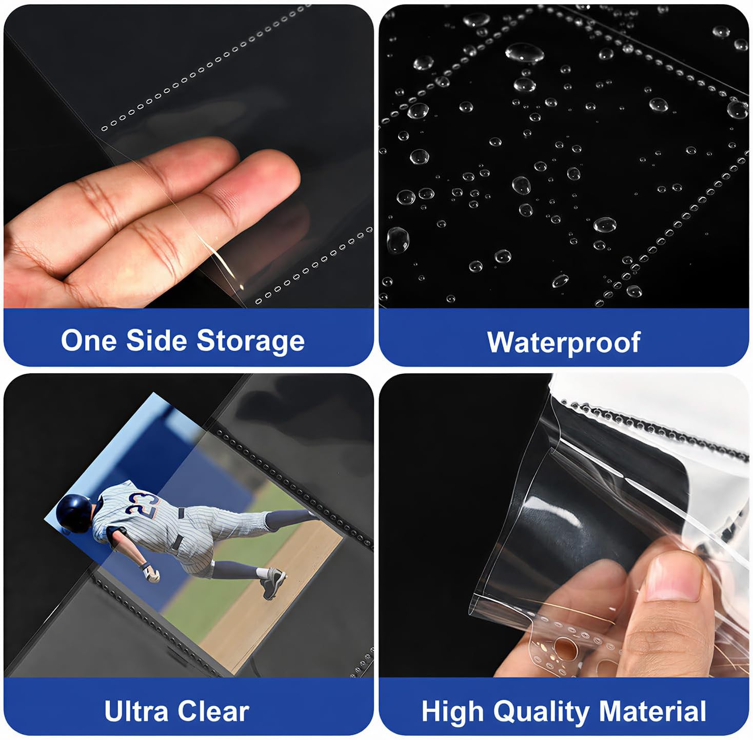 100 Pack 9 Pocket Card Sleeves Binder Sheets, Holds 1800 Cards, Trading Card Sleeves for 3 Ring Binder, Protective Pages Sheets for Baseball, Football, Business, Game Cards