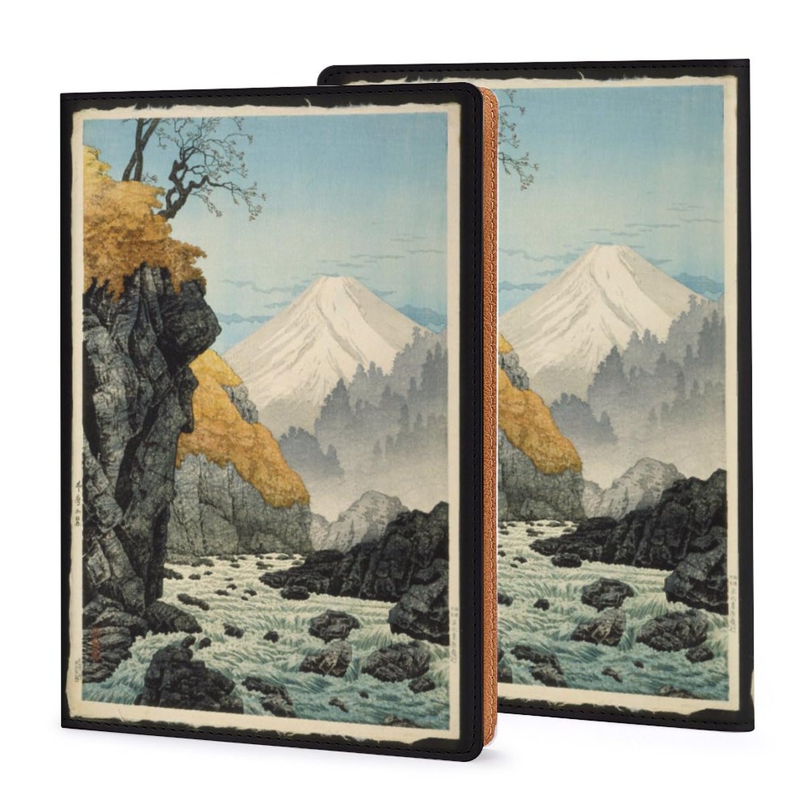 Amazon.co.jp: ブックカバー 富士山 浮世絵 浮世絵 文庫 A5 PU レザー 