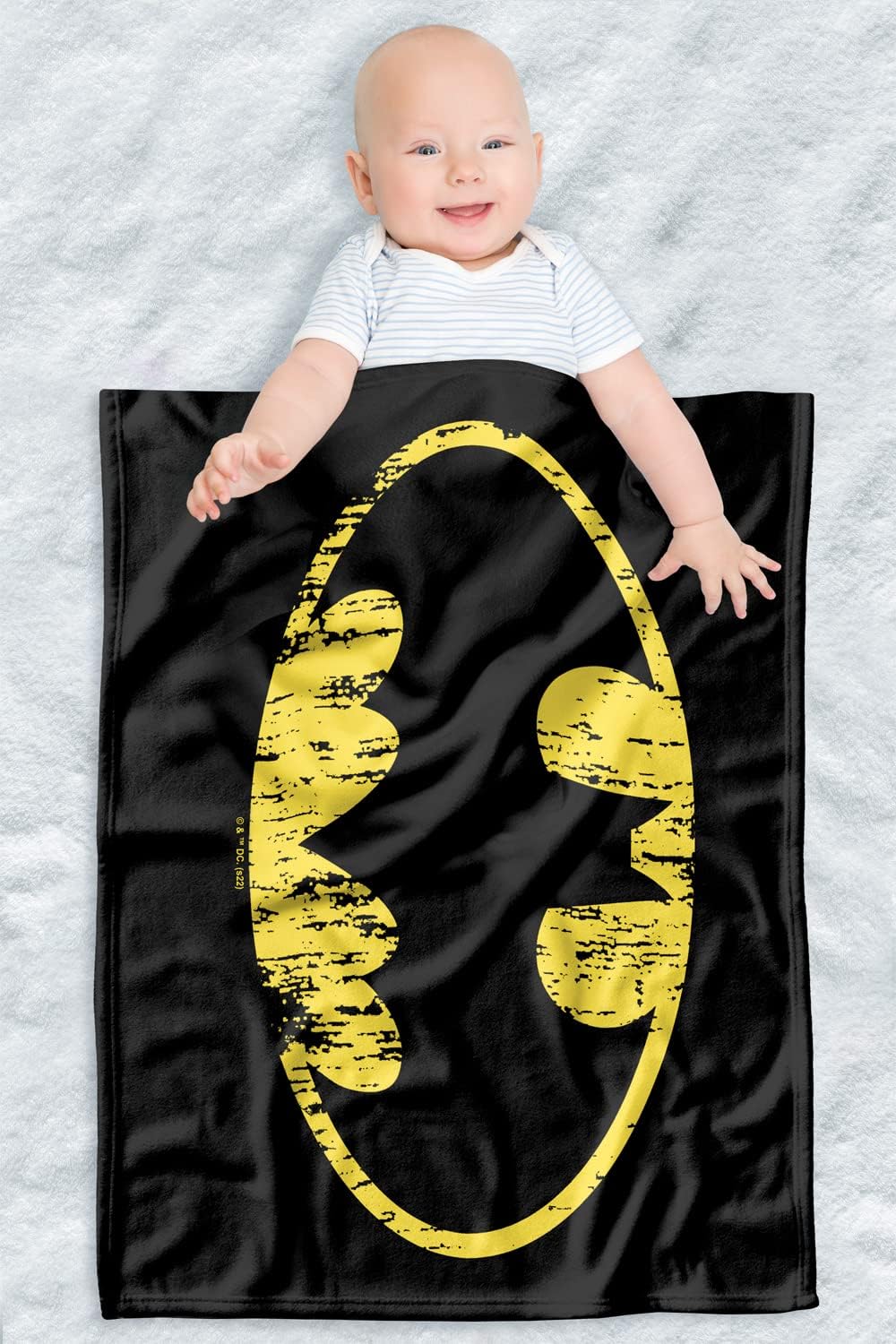 LOGOVISION Batman Lightweight Baby Blanket, 30"X40", Classic Logo Distressed Unisex for Infants Girls & Boys