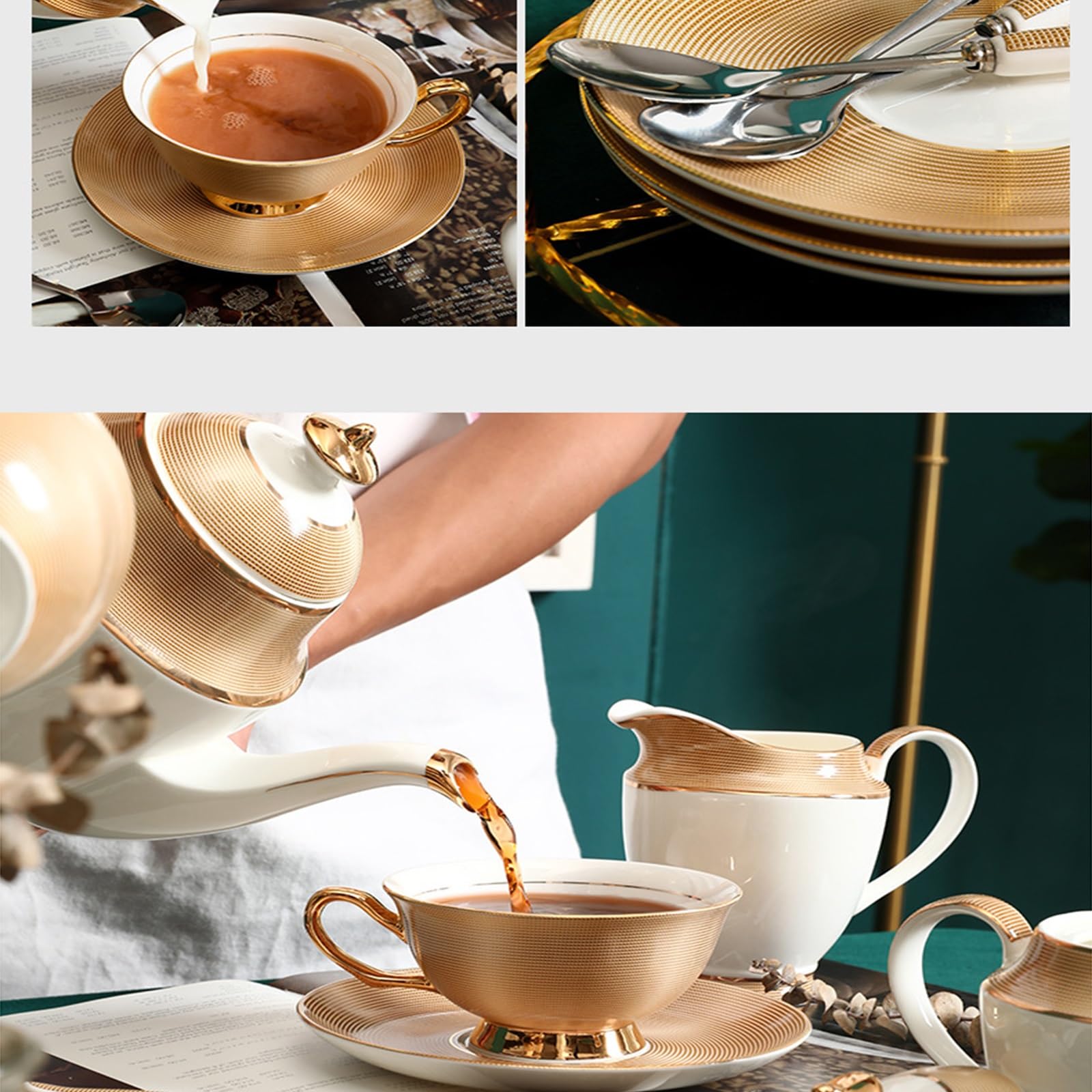 Europejski zestaw 6 filiżanek do kawy retro ze spodkiem i łyżeczką do kawy, zestaw filiżanek do kawy z porcelany kostnej, do domu, kuchni, na ślub, 6 szt