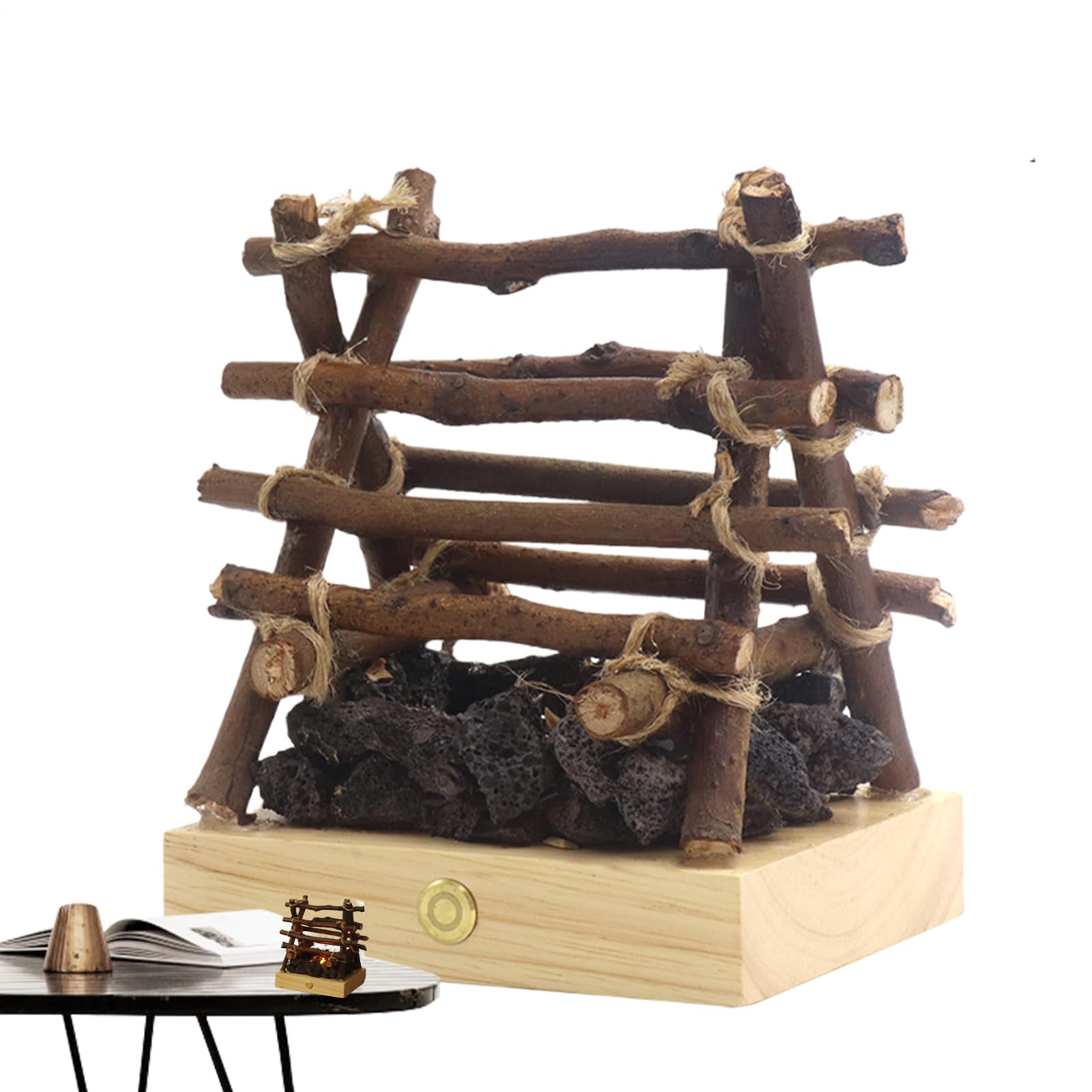 Finto braciere – Lampada a falò ricaricabile tramite USB, 3 modalità regolabili, decorazioni per Halloween, Natale, festival, 3D, lampada a legna da ardere per bar e casa