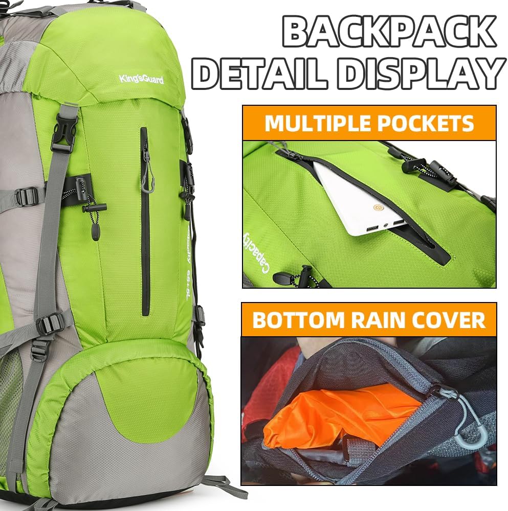 70L Camping Hiking Backpack with Rain Cover Waterproof Backpacking Backpack for Hiking Treeking Climbing Outdoor