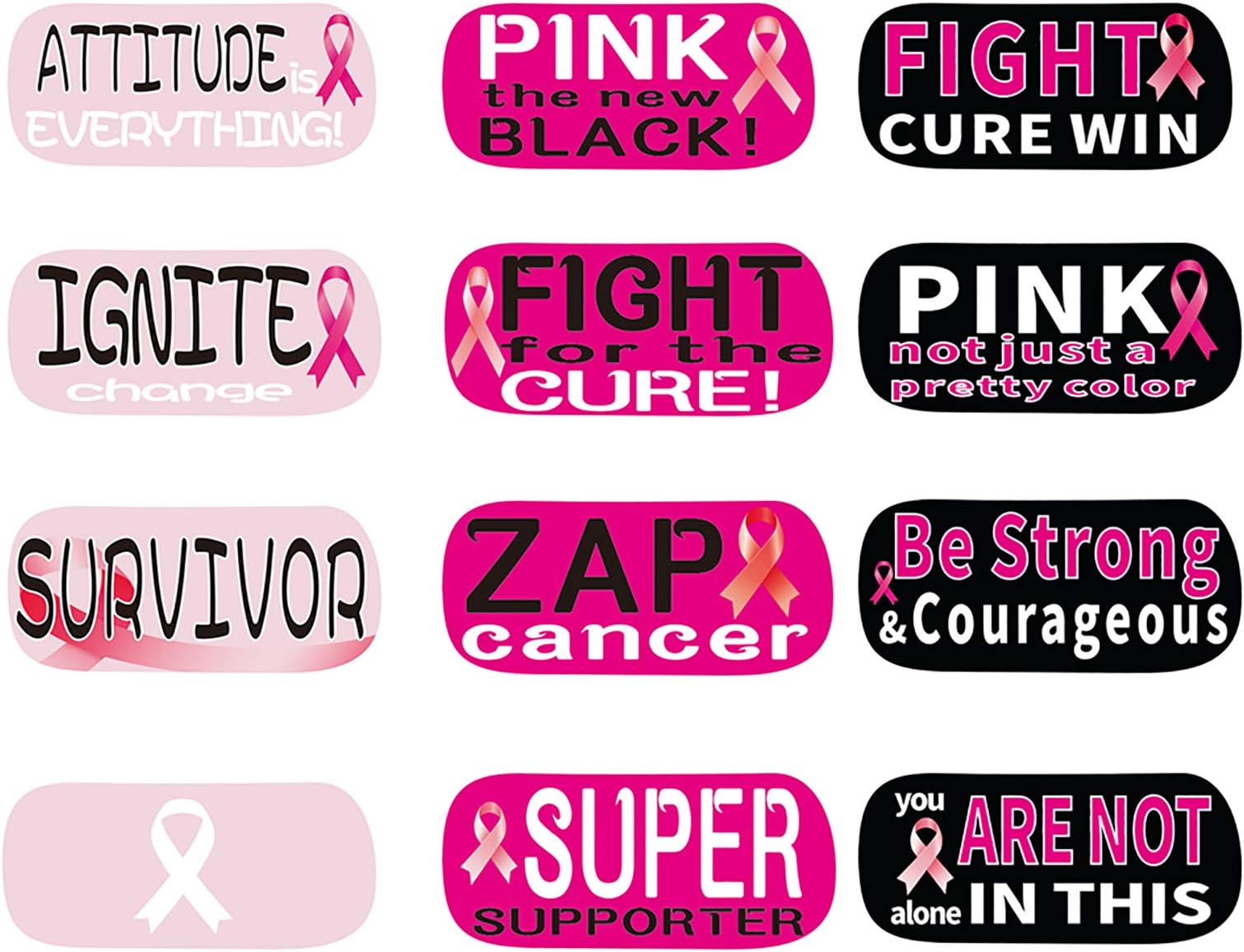 Pink Ribbon Face Tattoos - Breast Cancer Awareness Fundraiser School Prize Favors Supplies Decorations 144Ct