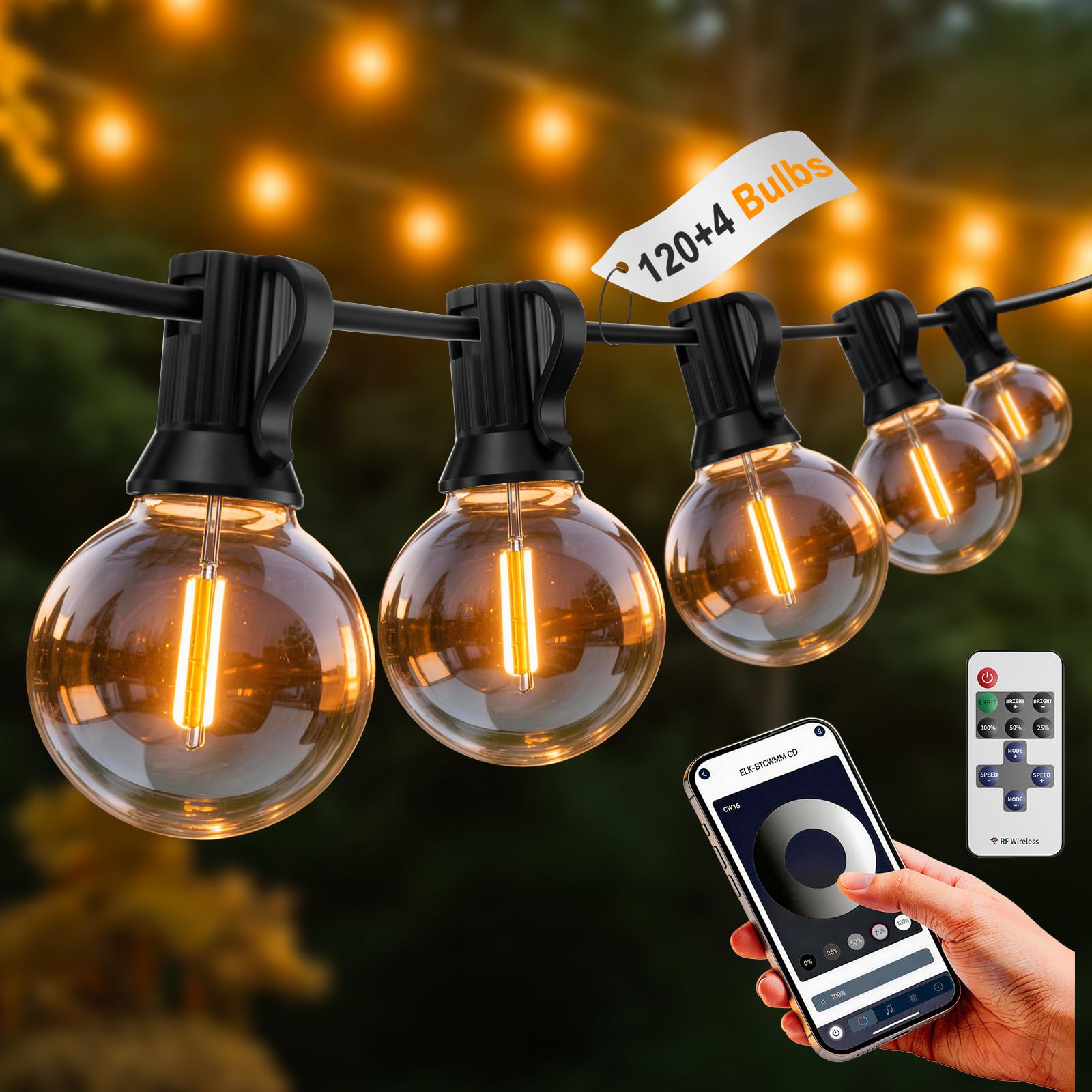 Brilvibera G40 Festoon Lights Outdoor Mains Powered 91.5M,APP & Remote
