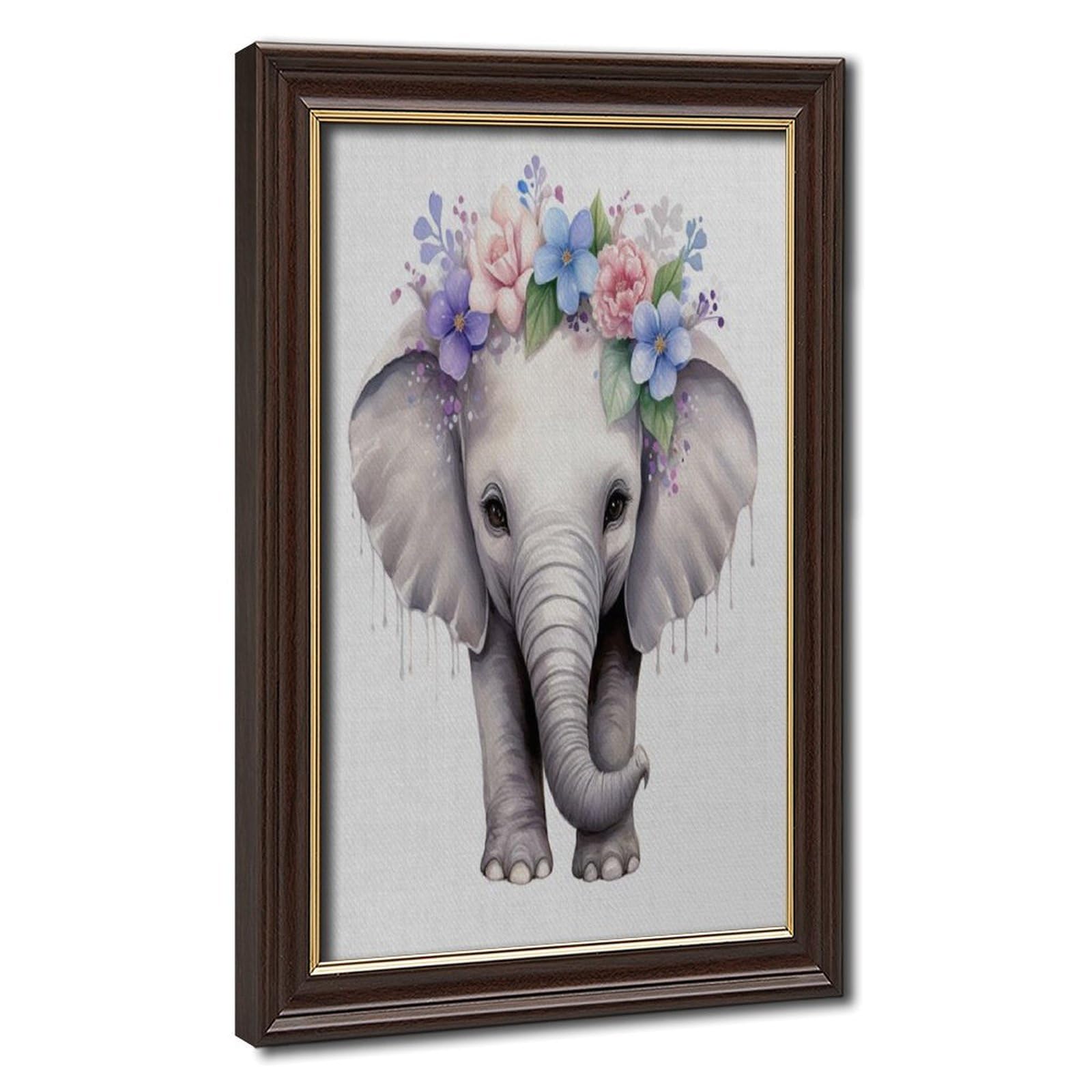 Bareronor Watercolour Elephant Poster Canvas Poster Bedroom Decor Landscape Office Room Decor Gift 24" L X 36" W