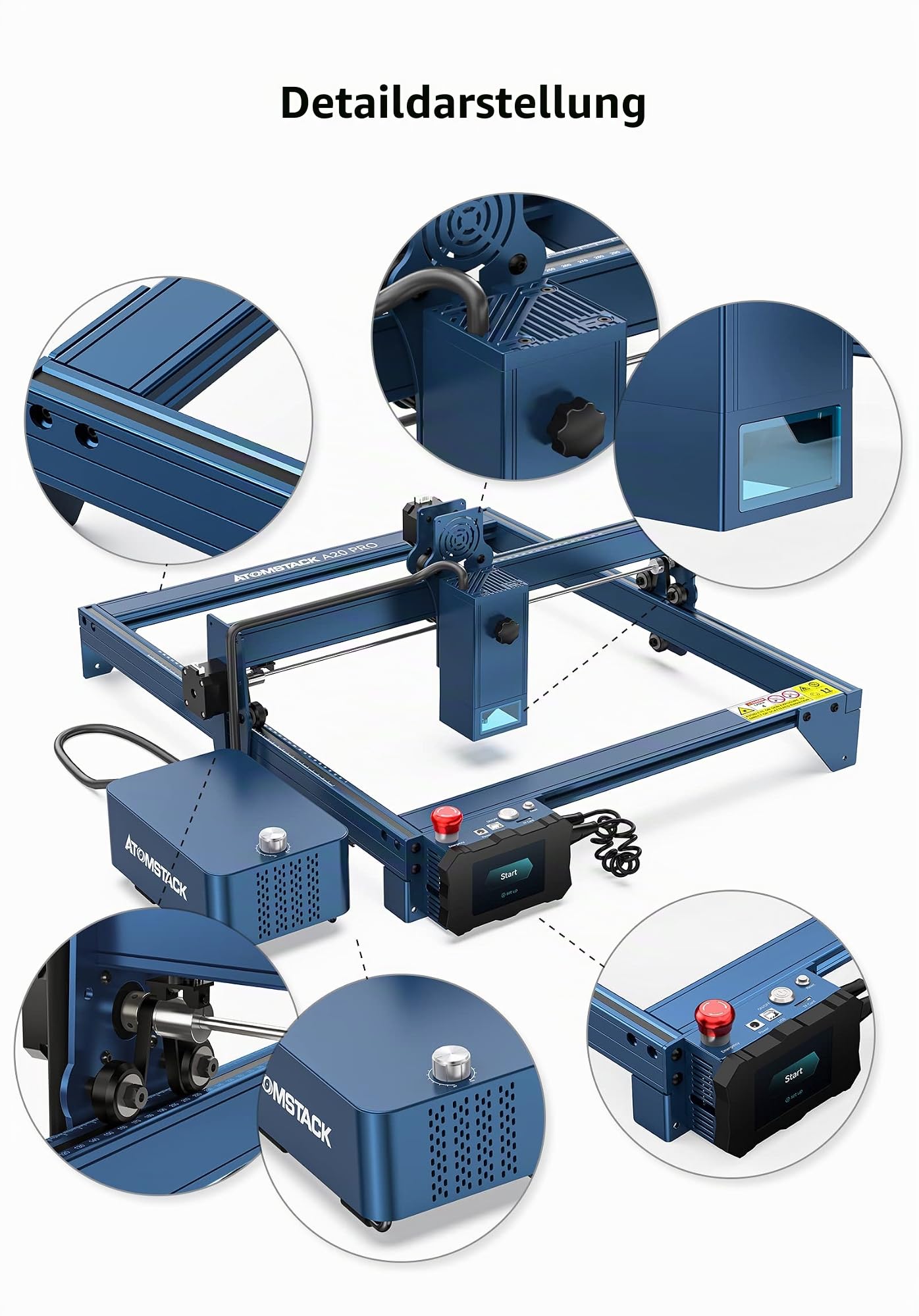 ATOMSTACK 20W Laser Graviermaschine A20 Pro mit Dual Pumpen Air Assist, Holz Gravieren Schneiden, 130W Hochpräzisions Lasercutter für DIY Handbuch Geschenk, Großer Gravurbereich 410 * 400mm