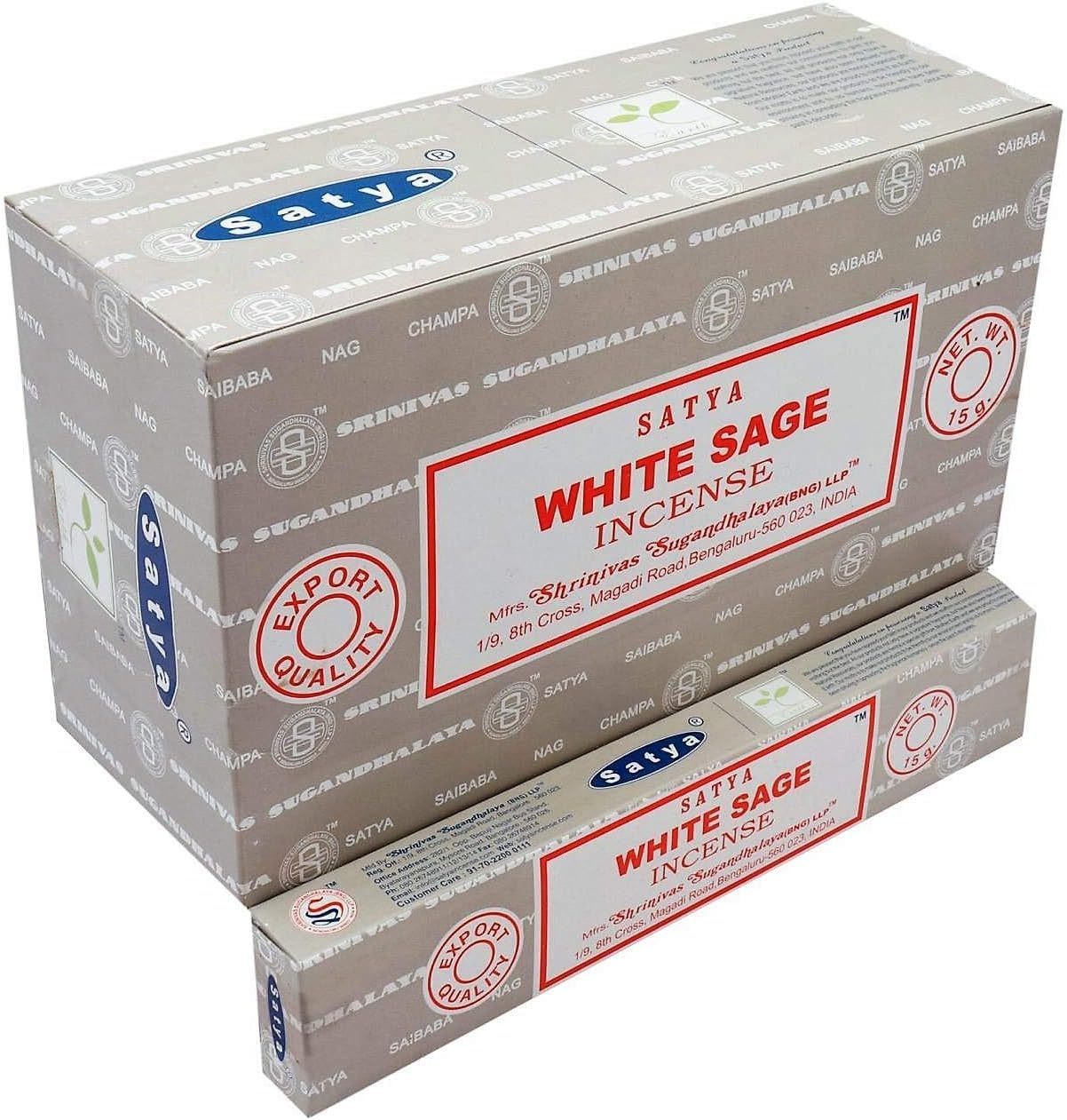 Satya Lot de 12 boîtes d’encens Sauge blanche 15 g