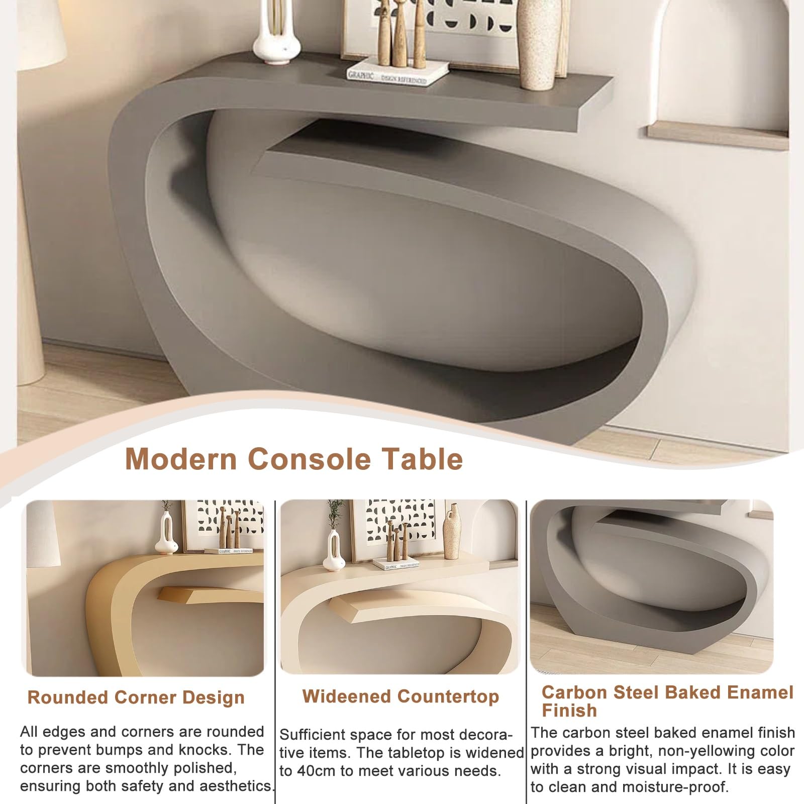 Console d'entrée, Table Basse avec Rangement Ouvert, Table d'appoint Longue pour Salon, Couloir, entrée (Blanche, 100 x 85 cm / 39,4 x 33,5 Pouces)