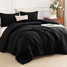 HIMEET King Comforter Set 3 Piece, 270GSM Down Alternative Fill, Oeko-TEX Certified, Quilted with 8 Corner Ties, All Season Bedroom Decor Bedding, 1 Comforter 104"x90" with 2 Pillowcases, Black