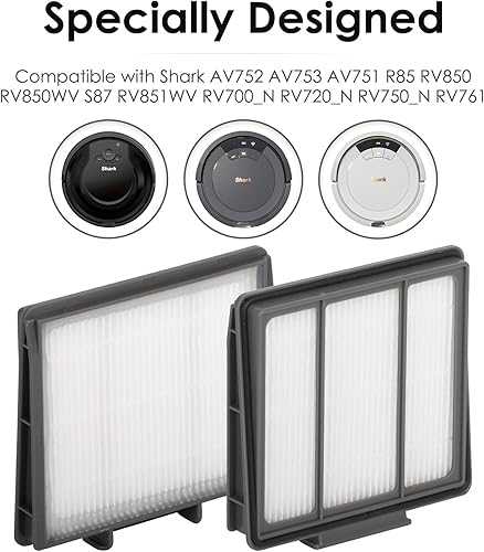 Miniatura 5 de (8 piezas) Filtro HEPA compatible con Shark AV752 AV753 AV751 R85 RV850 RV850WV S87 RV851WV RV761 RV700_N RV720_N RV750_N, kit de accesorios de