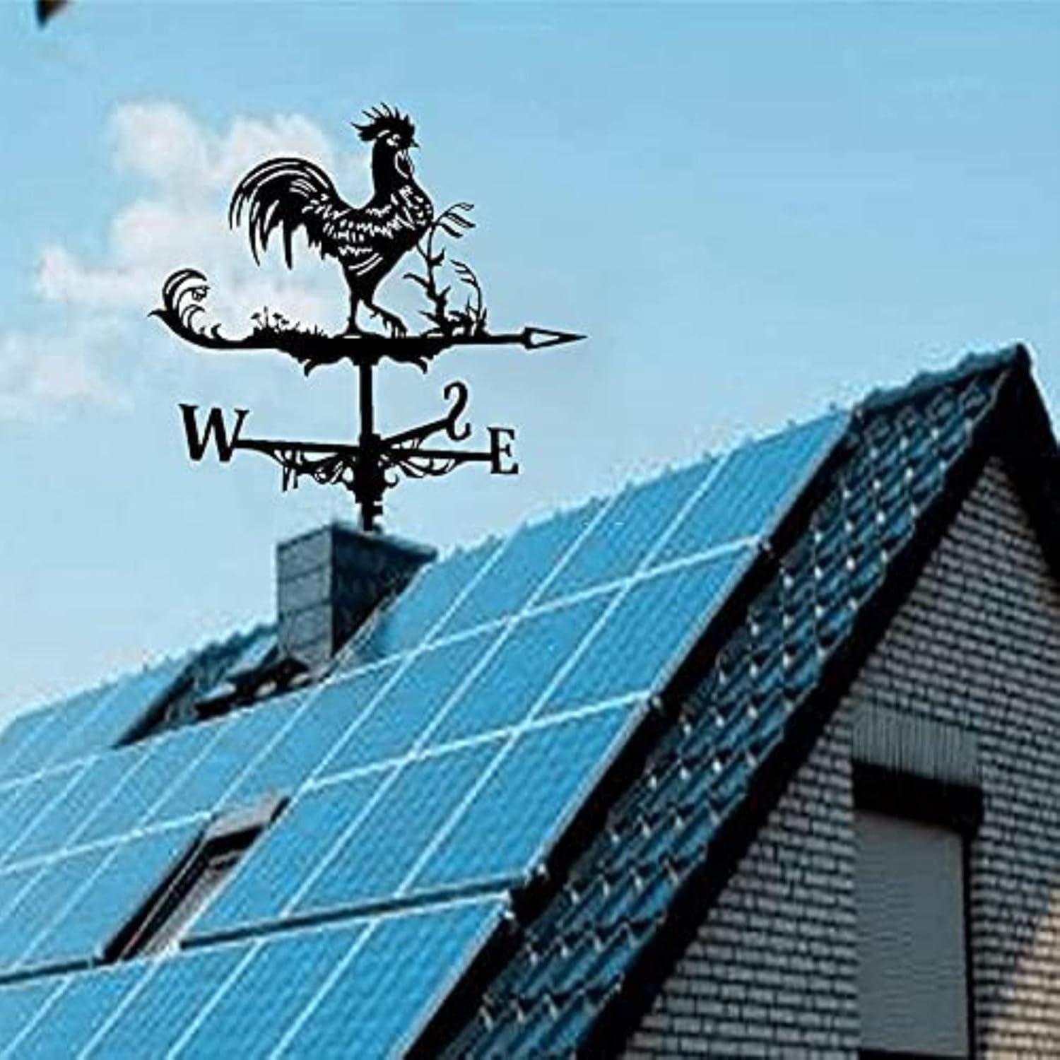 屋根に取り付けられた鋳鉄製の風見鶏、風に吹かれて飛ぶ屋上庭園の金属装飾付き風見鶏（色：1）