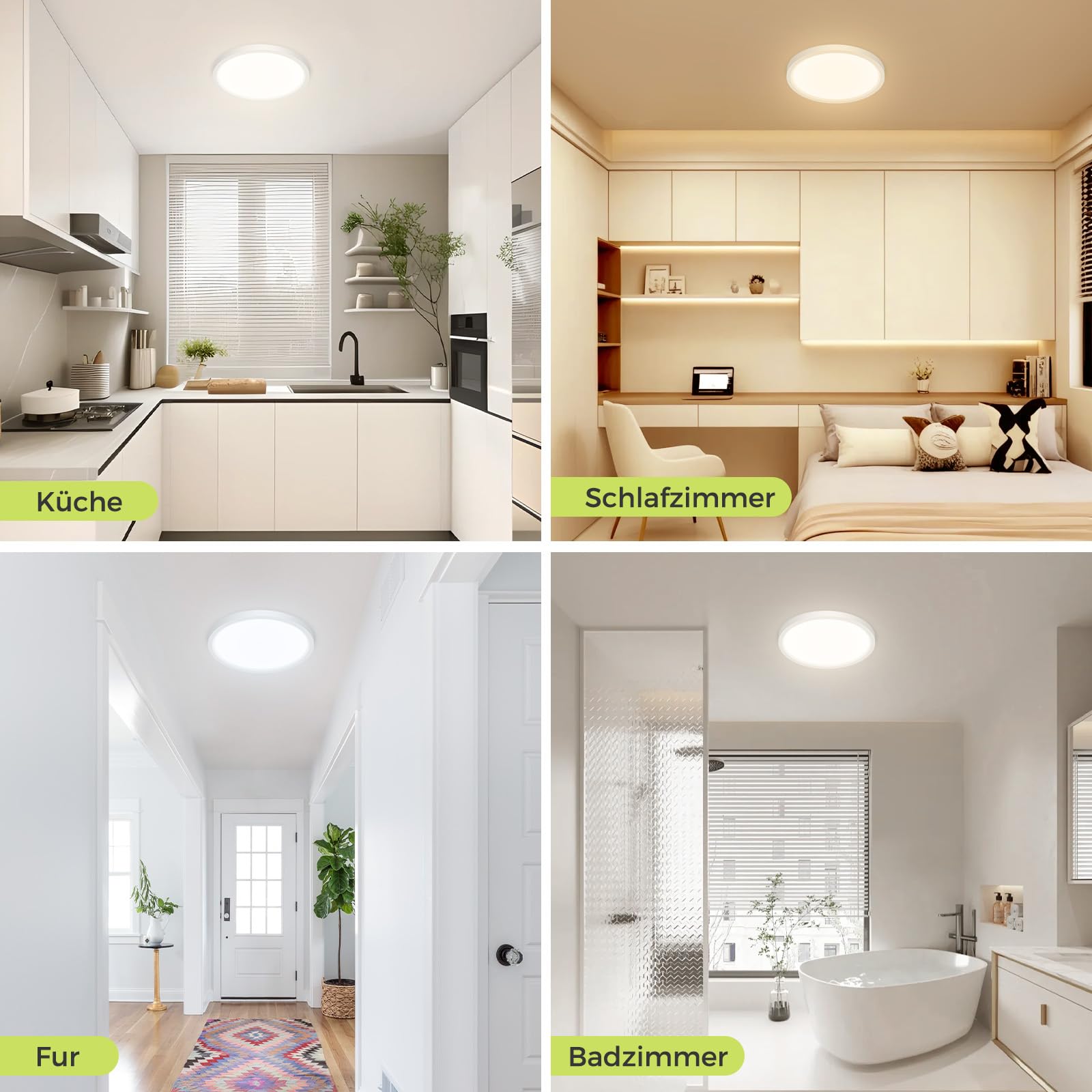 hepside Plafoniera LED Soffitto, 16CM 4 Pezzi Lampada da Soffitto, 3000K/4000K/6500K 3 CCT Regolabili Luce Soffitto, Impermeabile Rotonda Plafoniere Bagno per Cameretta, Soggiorno, Balcone, Corridoio