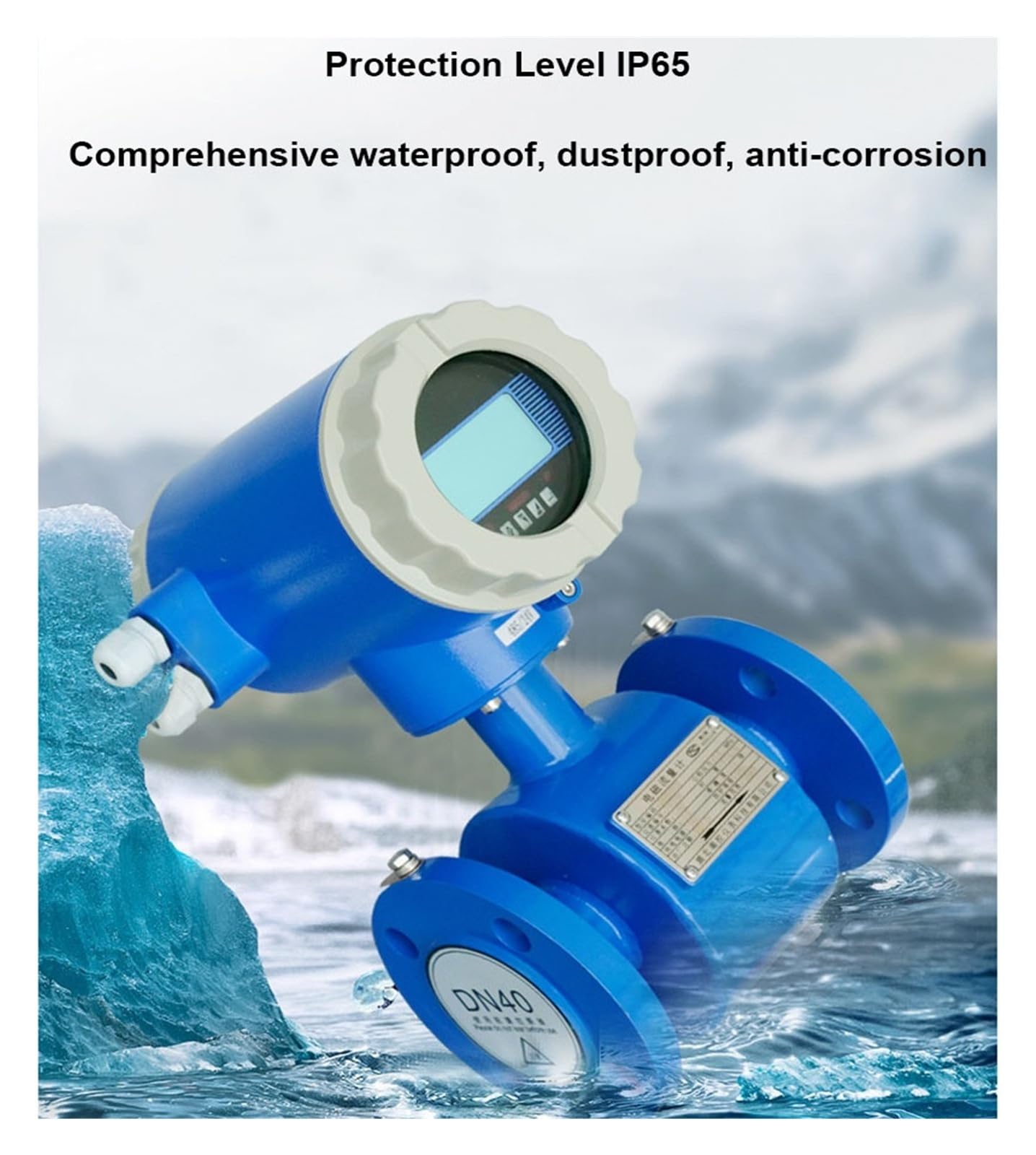 Caudalímetro electromagnético con pantalla digital for tuberías de agua líquida y aguas residuales, 4-20 mA RS485 Lecturas precisas(DN50)
