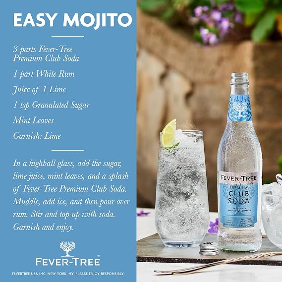 Fever-Tree Premium Club Soda, 16.9 Fl Oz Glass Bottle (8 Count)