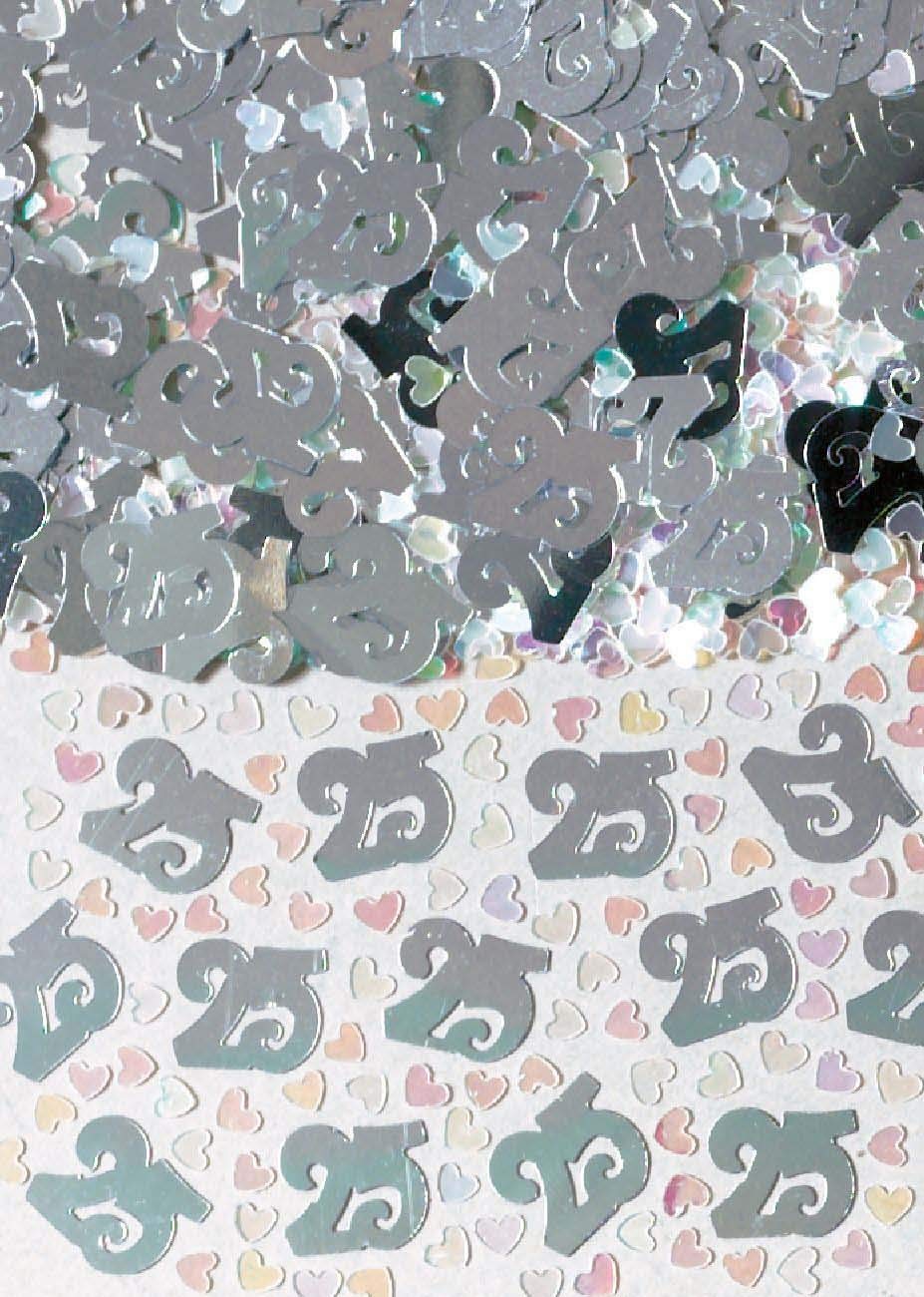 Confetti 25 argenté Amscan sachet 14 g pour réussir vos noces d'argent