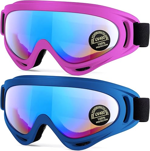 Miniatura 9 de MAMBAOUT - Paquete de 2 gafas de nieve para esquiar, gafas de snowboard para hombres, mujeres, jóvenes, niños o niñas