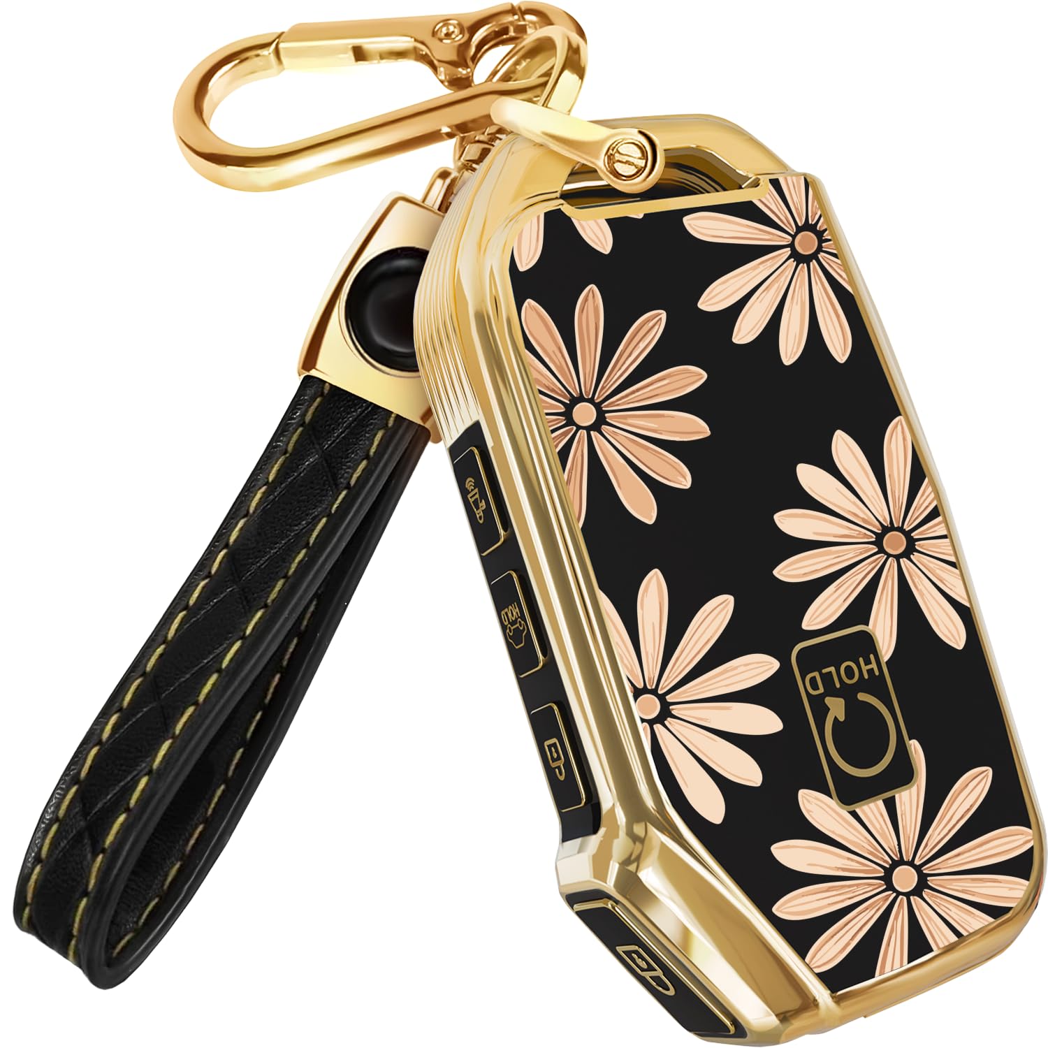 Lucrum Key Fob Cover for Kia, TPU KeyFob Case &amp; Leather Keychain