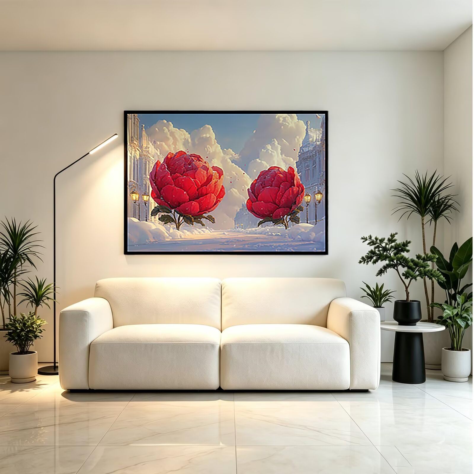 Kwadratowy diamentowy obraz 5D, czerwony, 60 x 80 cm - 36415