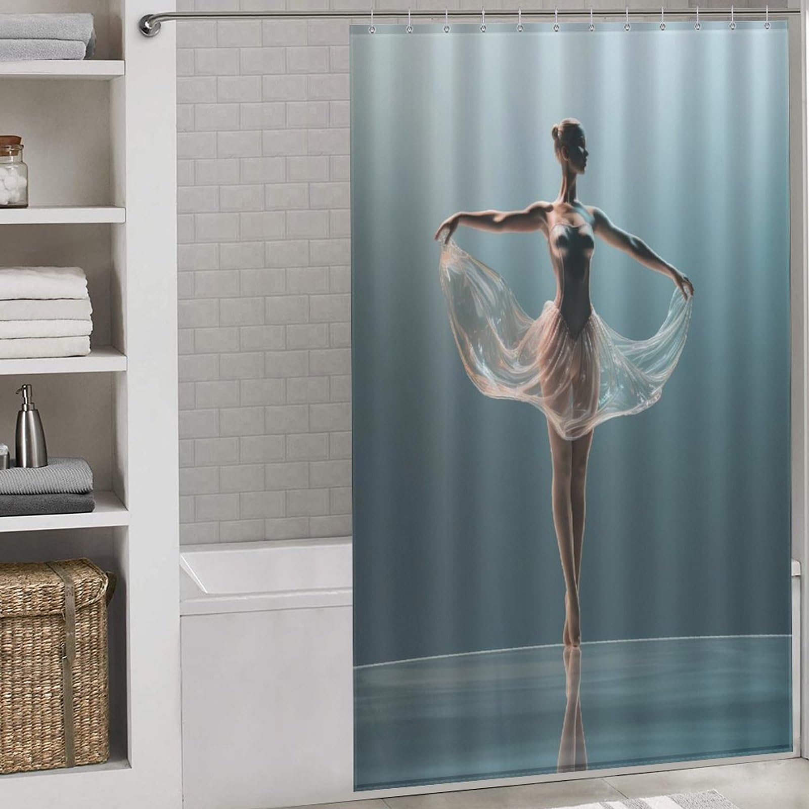 Rideau de douche polyester anti-rouille lavable motif danse