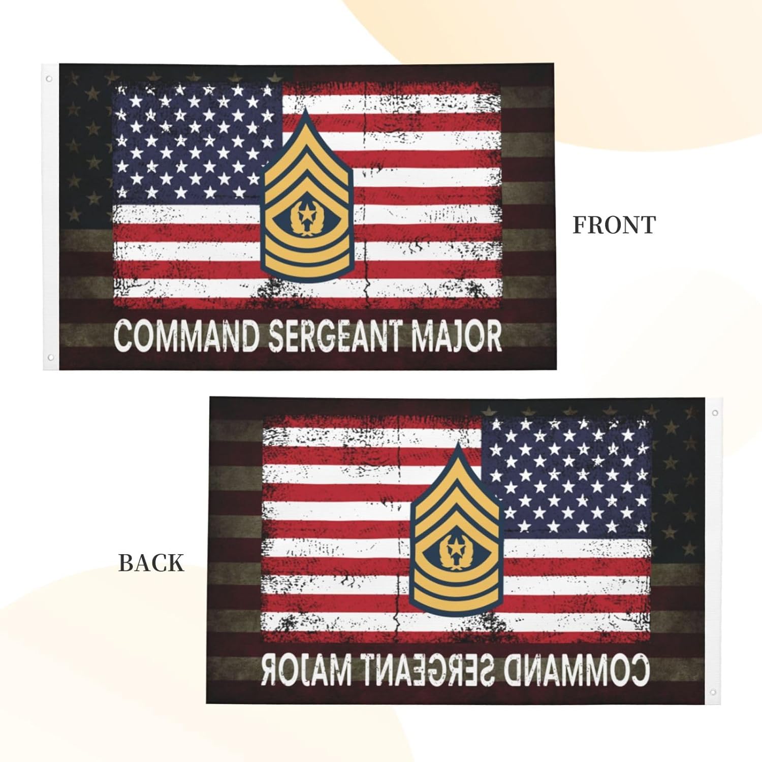 Command Sergeant Major E-9 USA Flag Flag Double Sided 3X5 Ft Vivid Color and UV Fade Resistant Outdoor Banner Lawn Decor