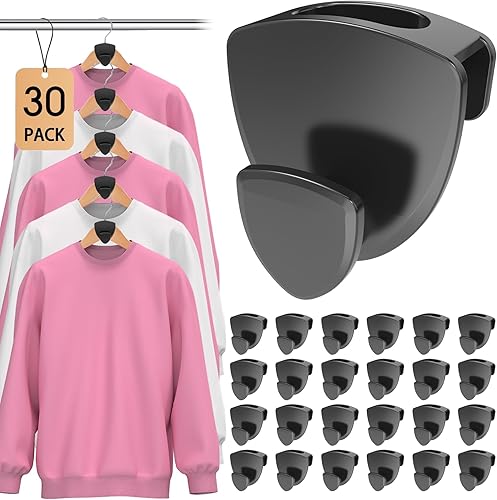 Miniatura 8 de Ganchos para colgar para ahorrar espacio, 30 unidades, ganchos de conector resistentes mejorados para ahorrar espacio para ropa, organizador de